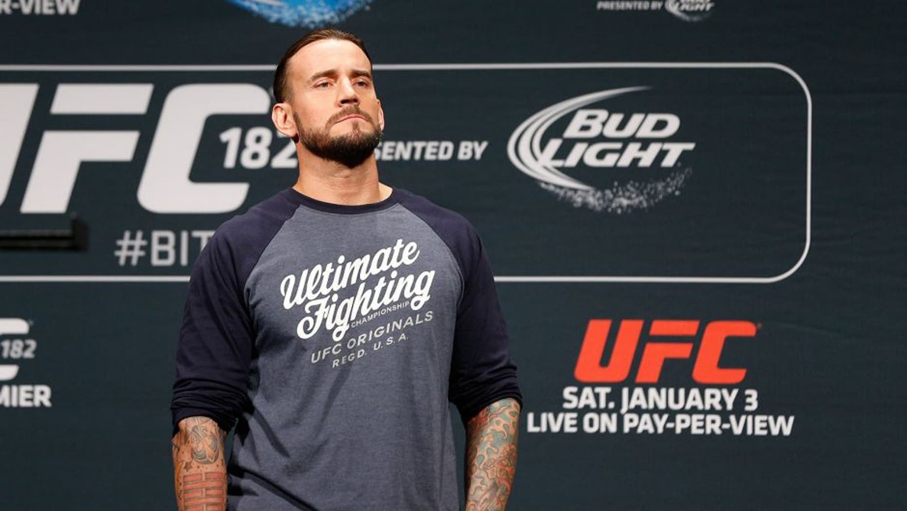 LAS VEGAS, NV - JANUARY 02: Phil "C.M. Punk" Brooks interacts with fans during a Q&A session before the UFC 182 weigh-in event at the MGM Grand Conference Center on January 2, 2015 in Las Vegas, Nevada. (Photo by Josh Hedges/Zuffa LLC/Zuffa LLC via Getty Images)