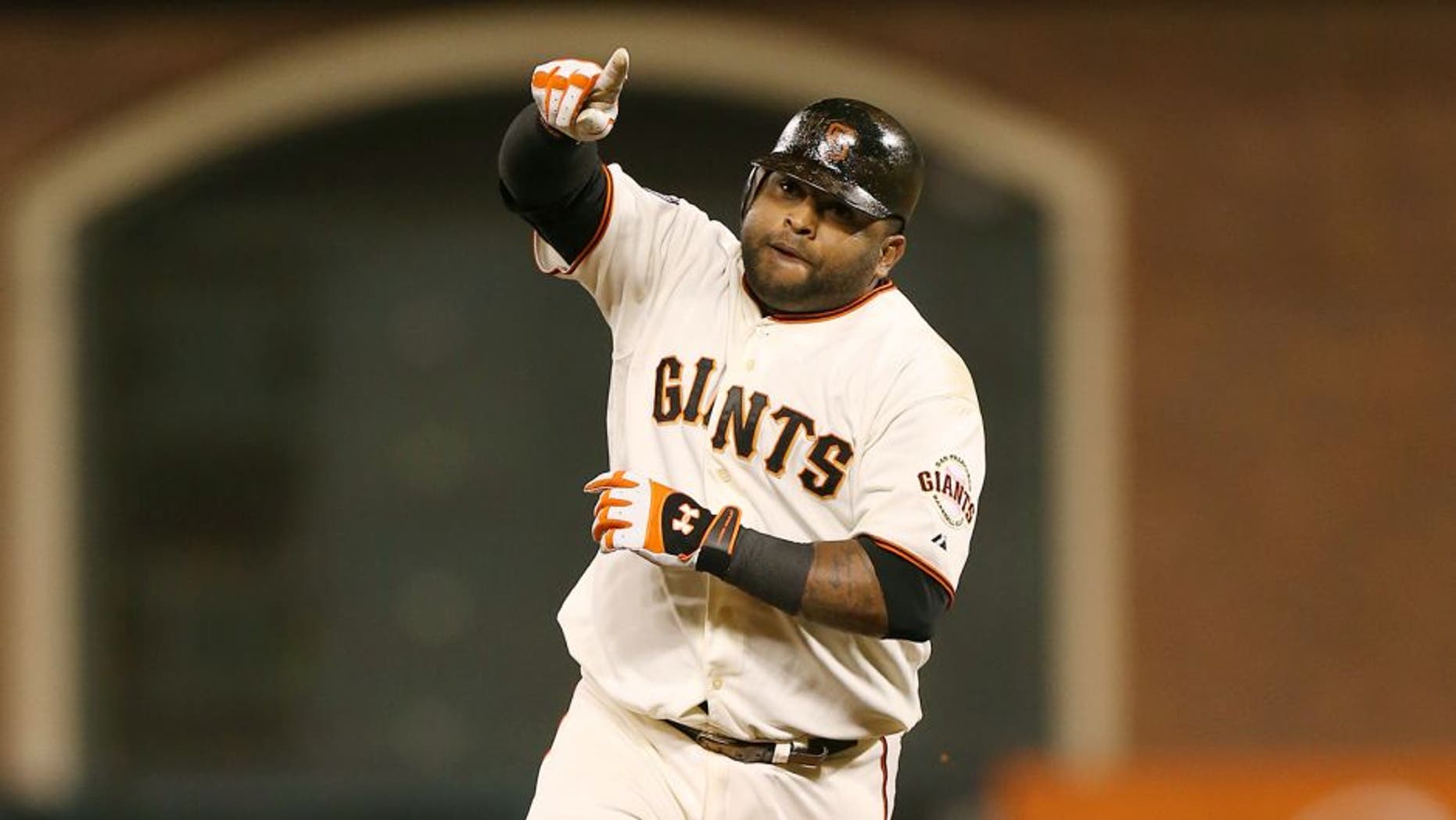 SAN FRANCISCO, CA - OCTOBER 24: Pablo Sandoval #48 of the San Francisco Giants rounds the bases after hitting his third home run during Game 1 of the 2012 World Series in the bottom of the fifth inning against the Detroit Tigers on Wednesday, October 24, 2012 at AT&T Park in San Francisco, California. (Photo by Brad Mangin/MLB Photos via Getty Images) *** Local Caption *** Pablo Sandoval
