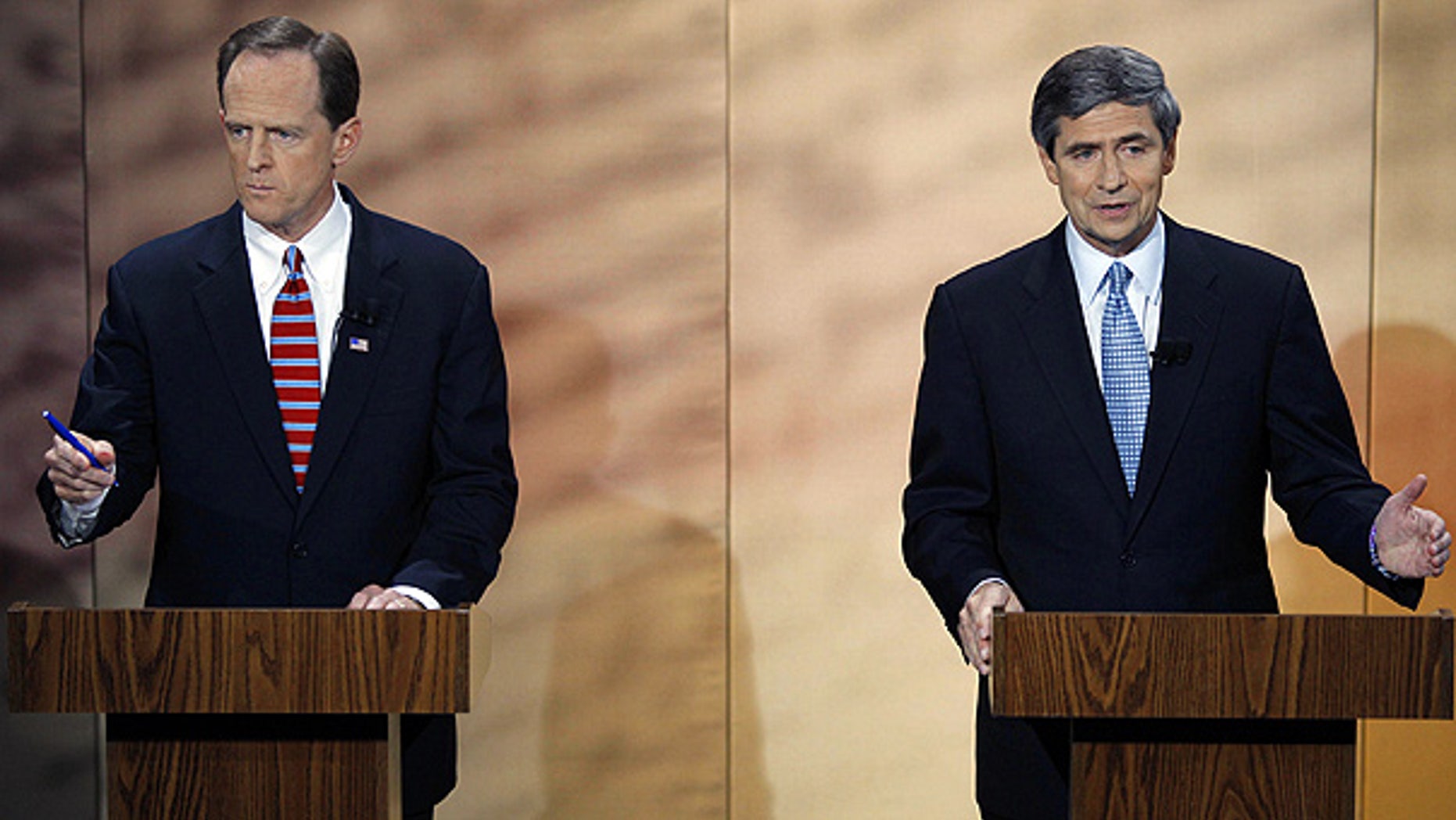 Oct. 20: Pennsylvania Senate candidates Republican Pat Toomey, left, and Democratic Rep. Joe Sestak debate at at the National Constitution Center in Philadelphia.