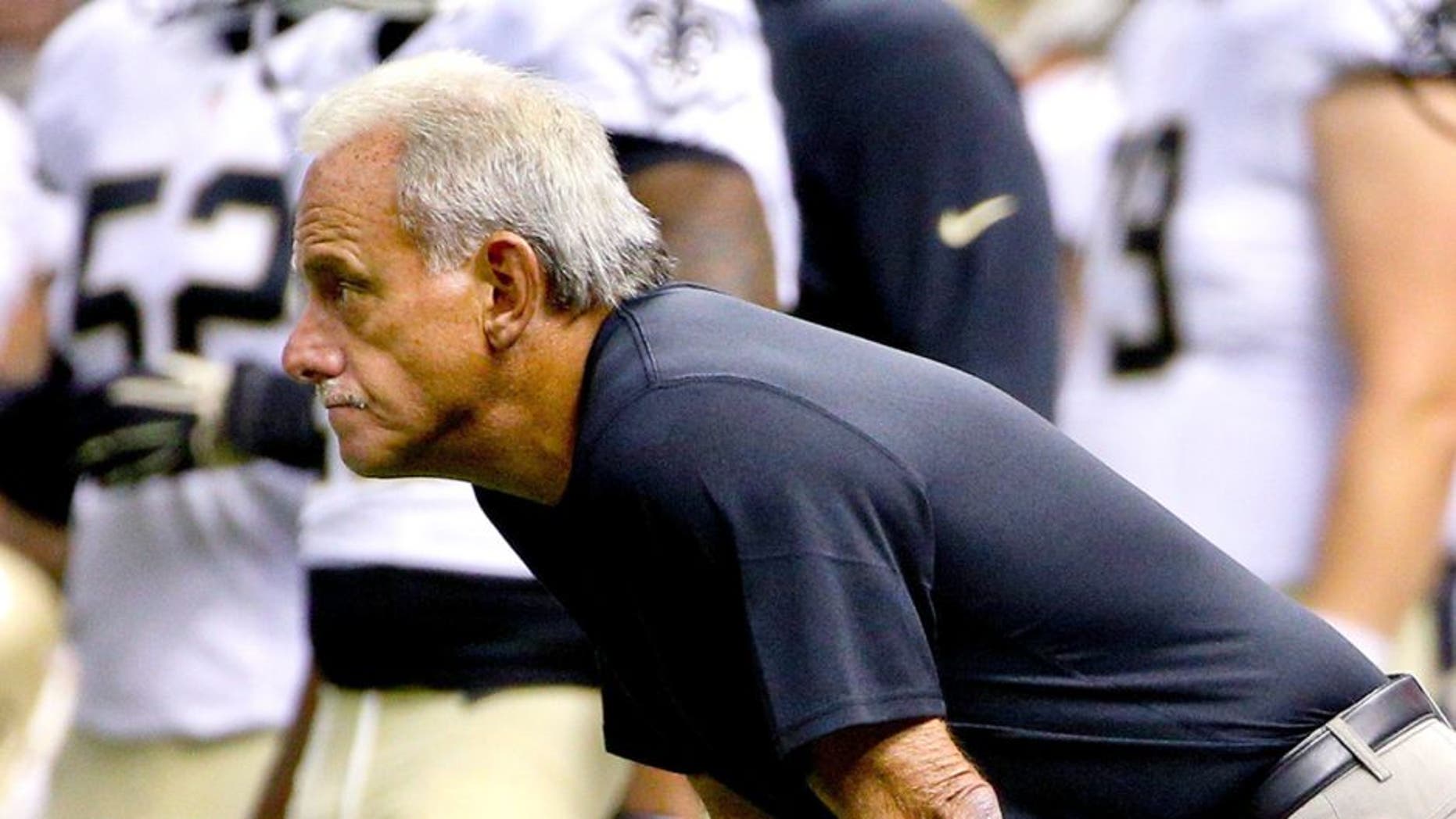 Aug 22, 2015; New Orleans, LA, USA; New Orleans Saints assistant head coach Joe Vitt prior to a preseason game against the New England Patriots the at Mercedes-Benz Superdome. Mandatory Credit: Derick E. Hingle-USA TODAY Sports