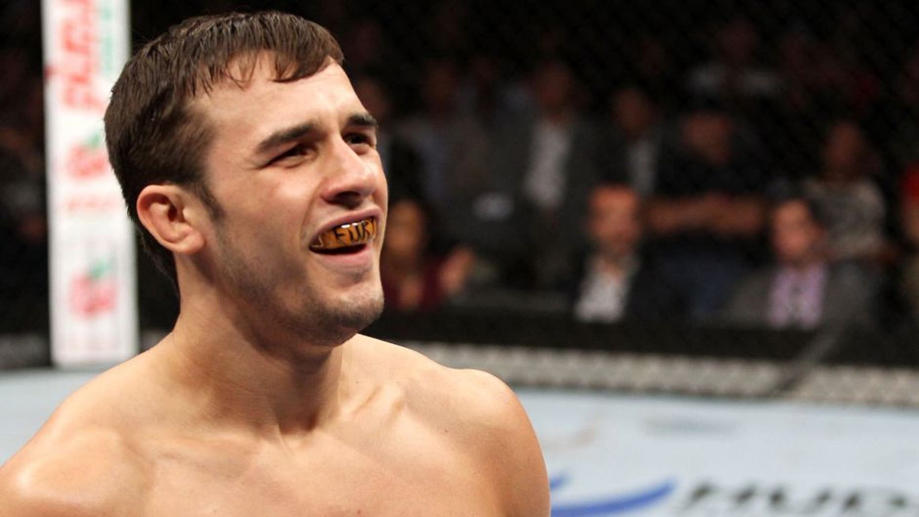 SAITAMA, JAPAN - SEPTEMBER 20: Myles Jury reacts after his win over Takanori Gomi in their lightweight bout during the UFC Fight Night event inside the Saitama Arena on September 20, 2014 in Saitama, Japan. (Photo by Mitch Viquez/Zuffa LLC/Zuffa LLC via Getty Images)