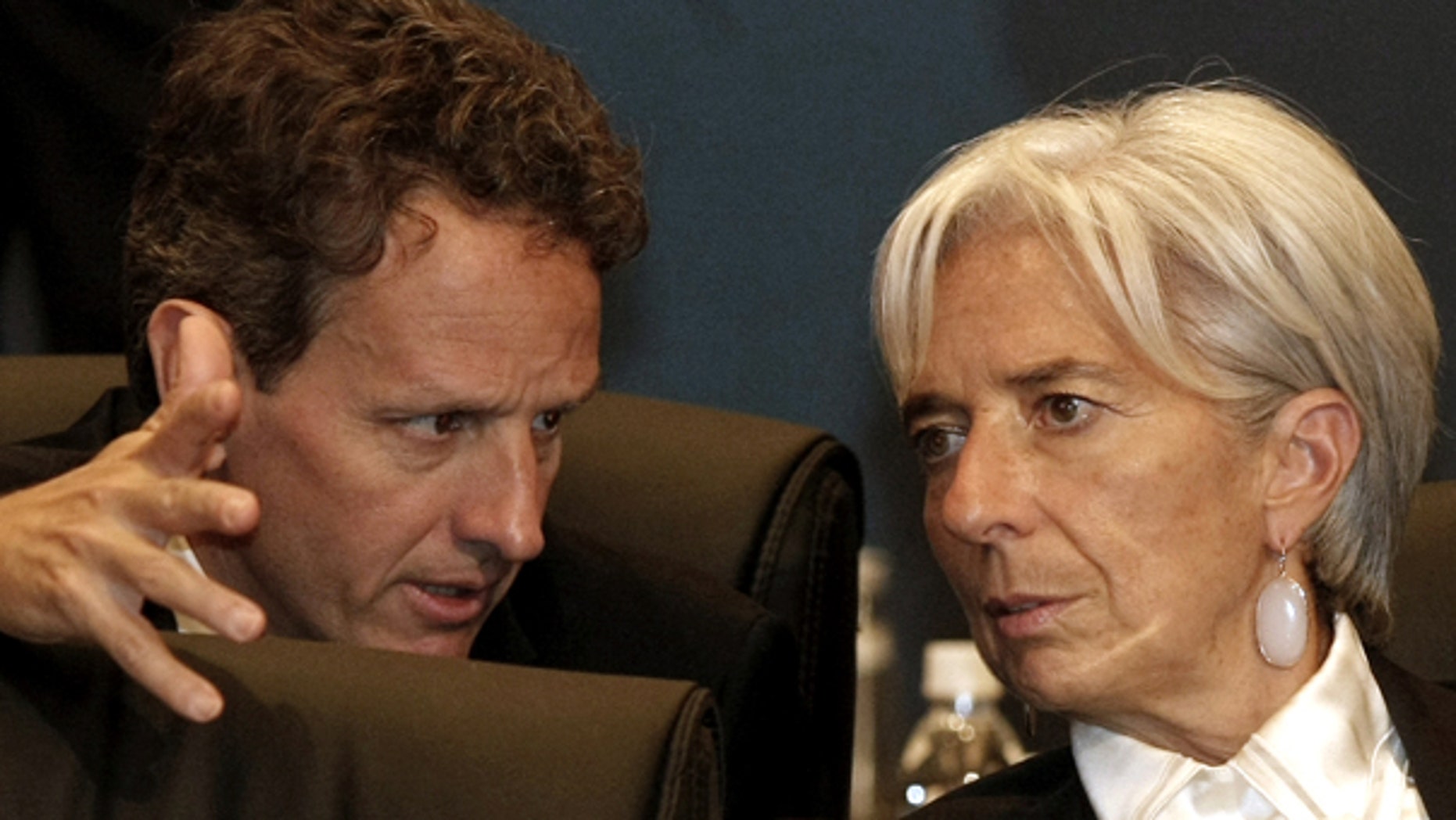 Oct. 22: U.S. Treasury Secretary Timothy Geithner, left, talks with France's Finance Minister Christine Lagarde during the G20 Finance Ministers and Central Bank Governors meeting in Gyeongju, South Korea.