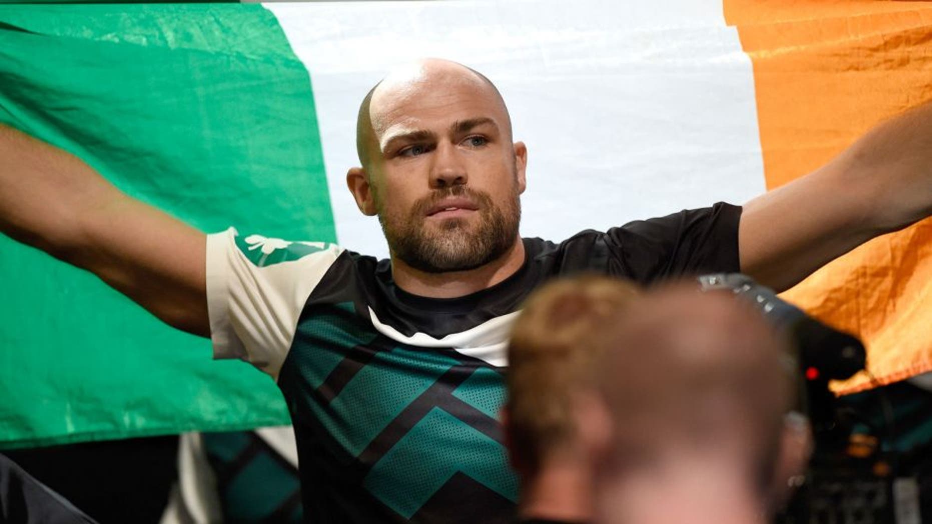 LAS VEGAS, NV - JULY 11: Cathal Pendred walks to the Octagon to face John Howard in their welterweight fight during the UFC 189 event inside MGM Grand Garden Arena on July 11, 2015 in Las Vegas, Nevada. (Photo by Josh Hedges/Zuffa LLC/Zuffa LLC via Getty Images)