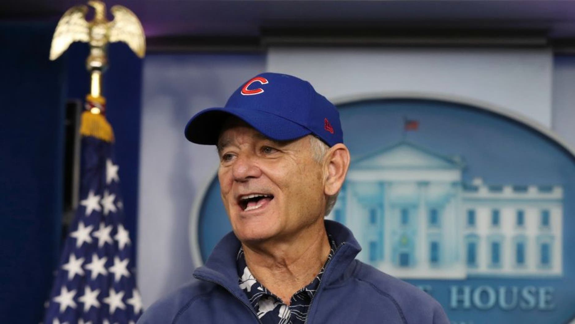 Actor Bill Murray was caught shoving a man while in the Sydney, Australia airport for apparently getting to close to his group while they made their way through the terminal. (AP Photo/Manuel Balce Ceneta)