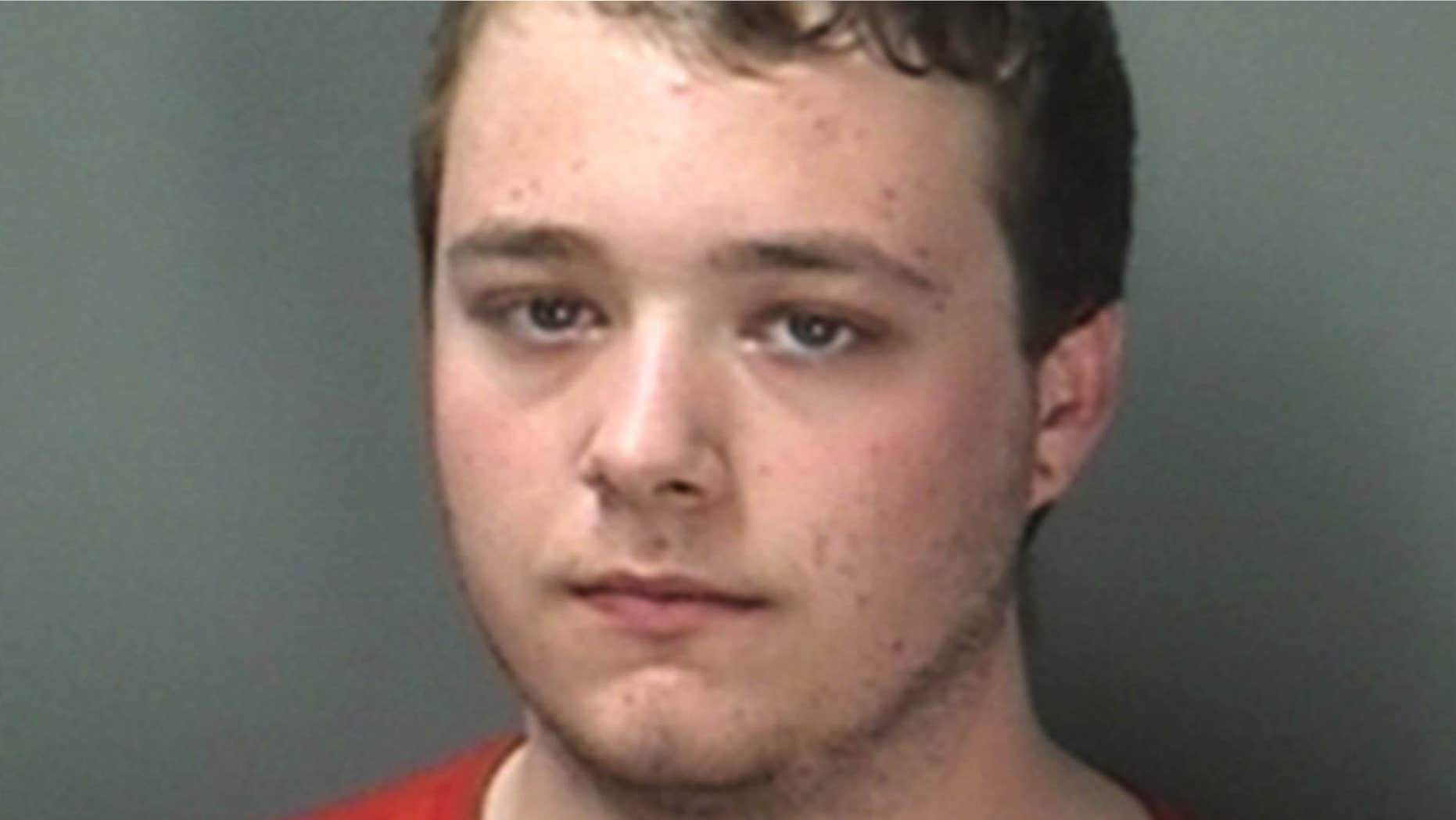 Oct. 17, 2015: This undated photo provided by the Bloomington Police Department shows 19-year-old Triceten D. Bickford, an Indiana University student who faces multiple felony charges including intimidation, strangulation and battery in the attack on a Muslim woman in a cafe in Bloomington, Ind.