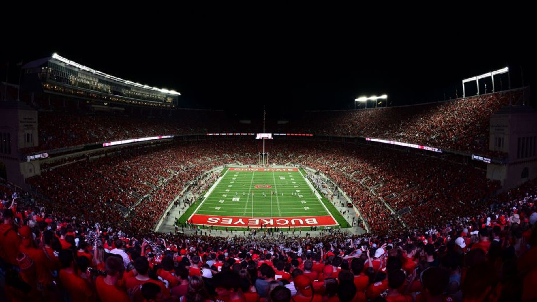 Sep 6, 2014; Columbus, OH, USA; General view of Ohio Stadium during the third quarter during a NCAA Football game between the Virginia Tech Hokies an Ohio State Buckeyes. Mandatory Credit: Andrew Weber-USA TODAY Sports