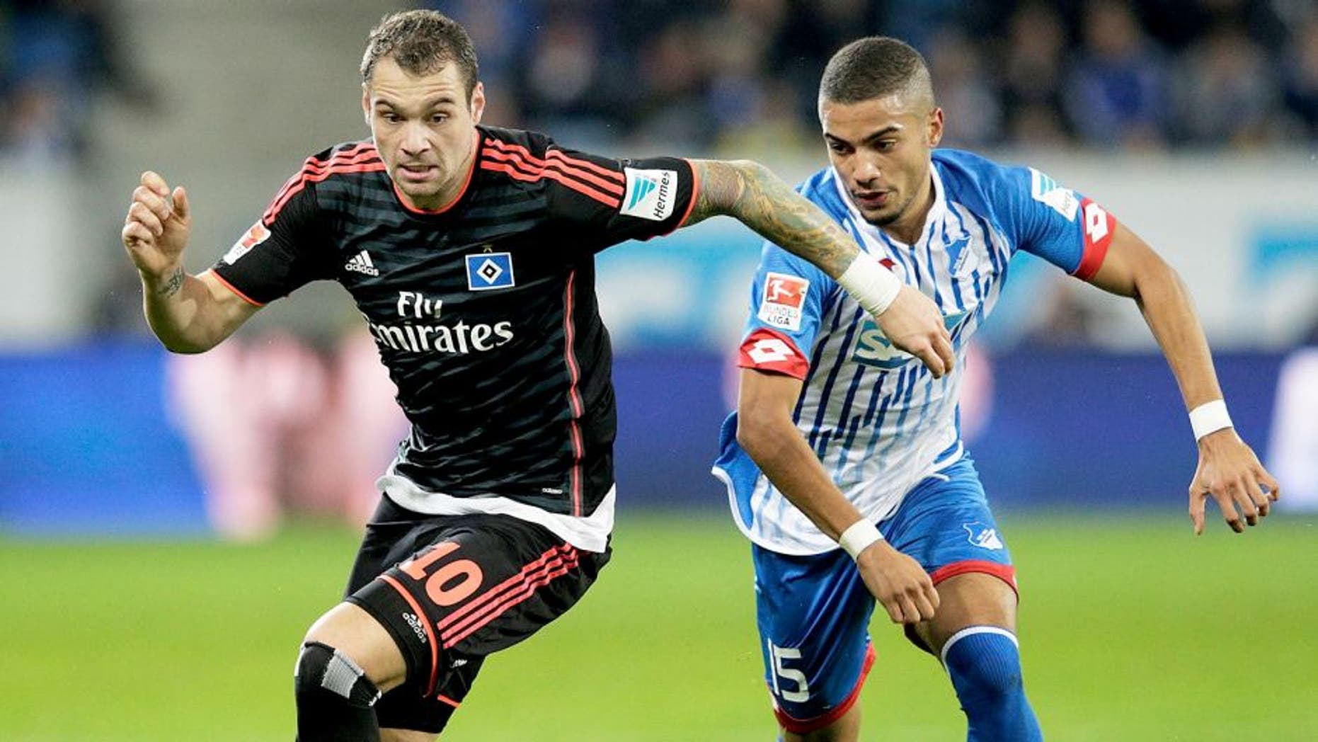 SINSHEIM, GERMANY - OCTOBER 23: Pierre-Michel Lasogga of Hamburger SV in action during the Bundesliga match between 1899 Hoffenheim and Hamburger SV at Wirsol Rhein-Neckar-Arena on October 23, 2015 in Sinsheim, Germany. (Photo by Adam Pretty/Bongarts/Getty Images)