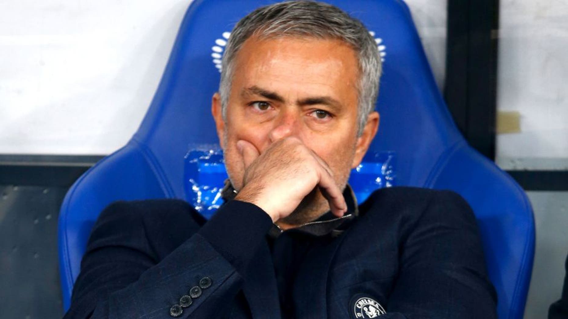 KIEV, UKRAINE - OCTOBER 20: Jose Mourinho of Chelsea looks on prior to kick off during the UEFA Champions League Group G match between FC Dynamo Kyiv and Chelsea at the Olympic Stadium on October 20, 2015 in Kiev, Ukraine. (Photo by Clive Rose/Getty Images)