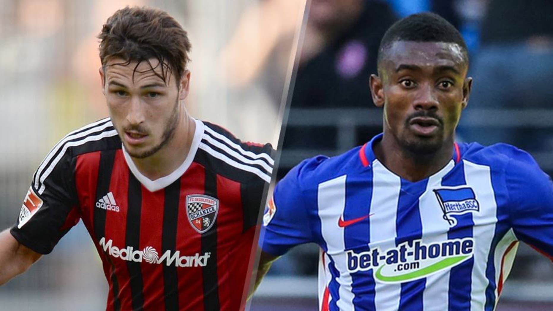 INGOLSTADT, GERMANY - SEPTEMBER 12: Mathew Leckie of Ingolstadt runs with the ball during the Bundesliga match between FC Ingolstadt and VfL Wolfsburg at Audi Sportpark on September 12, 2015 in Ingolstadt, Germany. (Photo by Micha Will/Bongarts/Getty Images) FRANKFURT AM MAIN, GERMANY - SEPTEMBER 27: Salomon Kalou of Berlin controls the ball during the Bundesliga match between Eintracht Frankfurt and Hertha BSC at Commerzbank-Arena on September 27, 2015 in Frankfurt am Main, Germany. (Photo by Simon Hofmann/Bongarts/Getty Images)