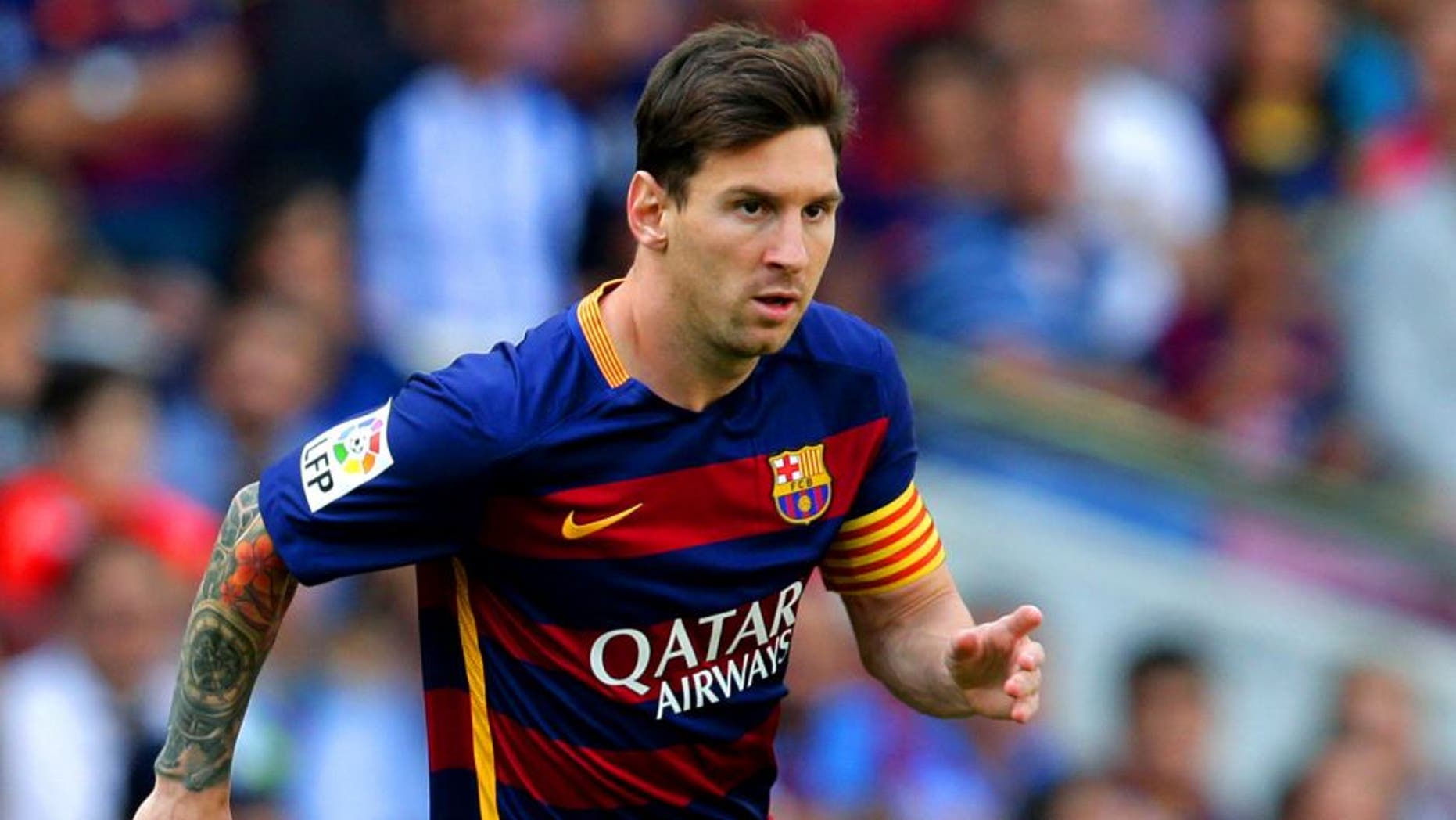 Lionel Messi of FC Barcelona during the Primera Division match between FC Barcelona and Las Palmas on September 26, 2015 at Camp Nou stadium in Barcelona, Spain.(Photo by VI Images via Getty Images)