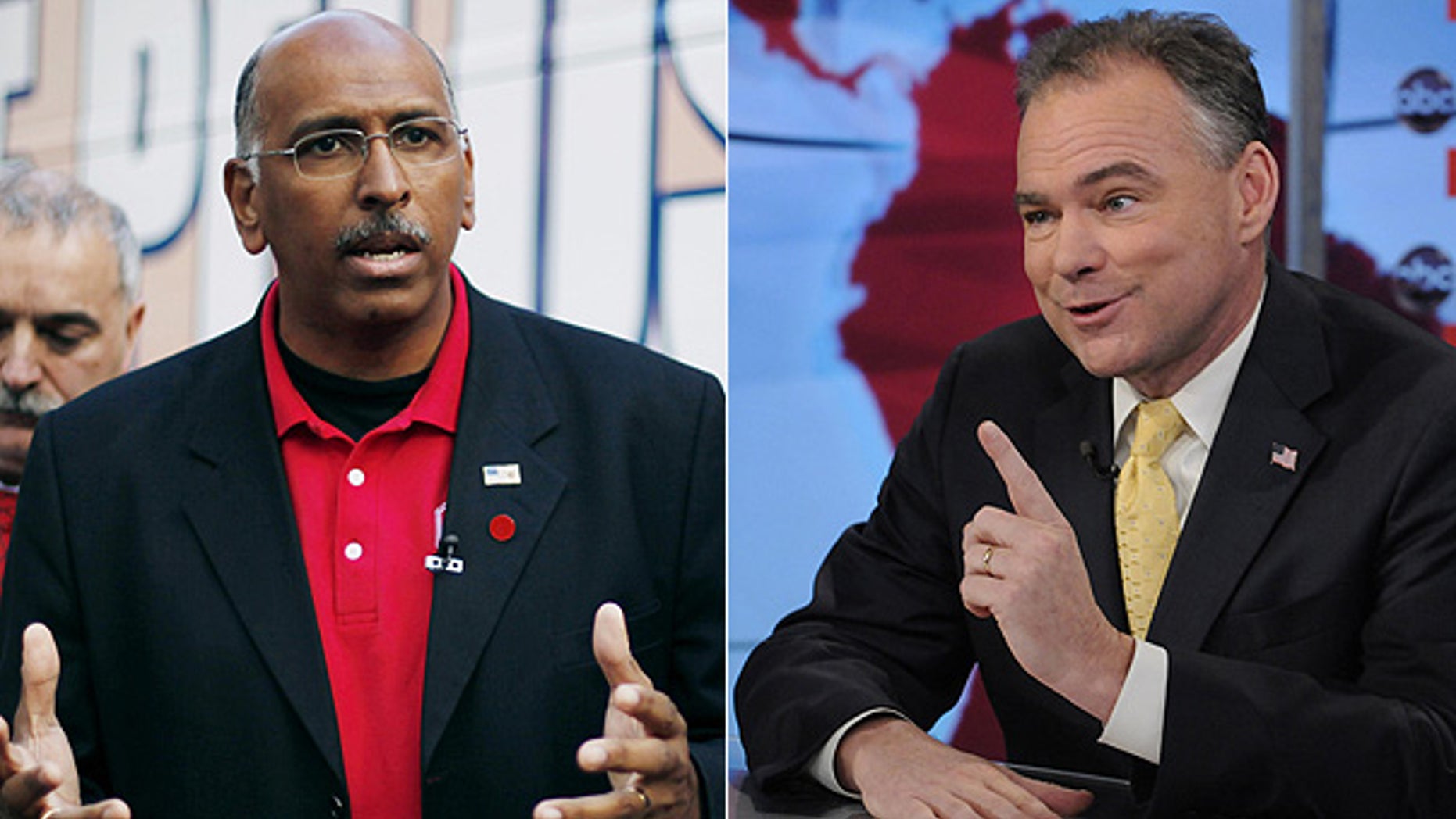 Republican National Committee Chairman Michael Steele, left, and Democratic National Committee Chairman Tim Kaine.