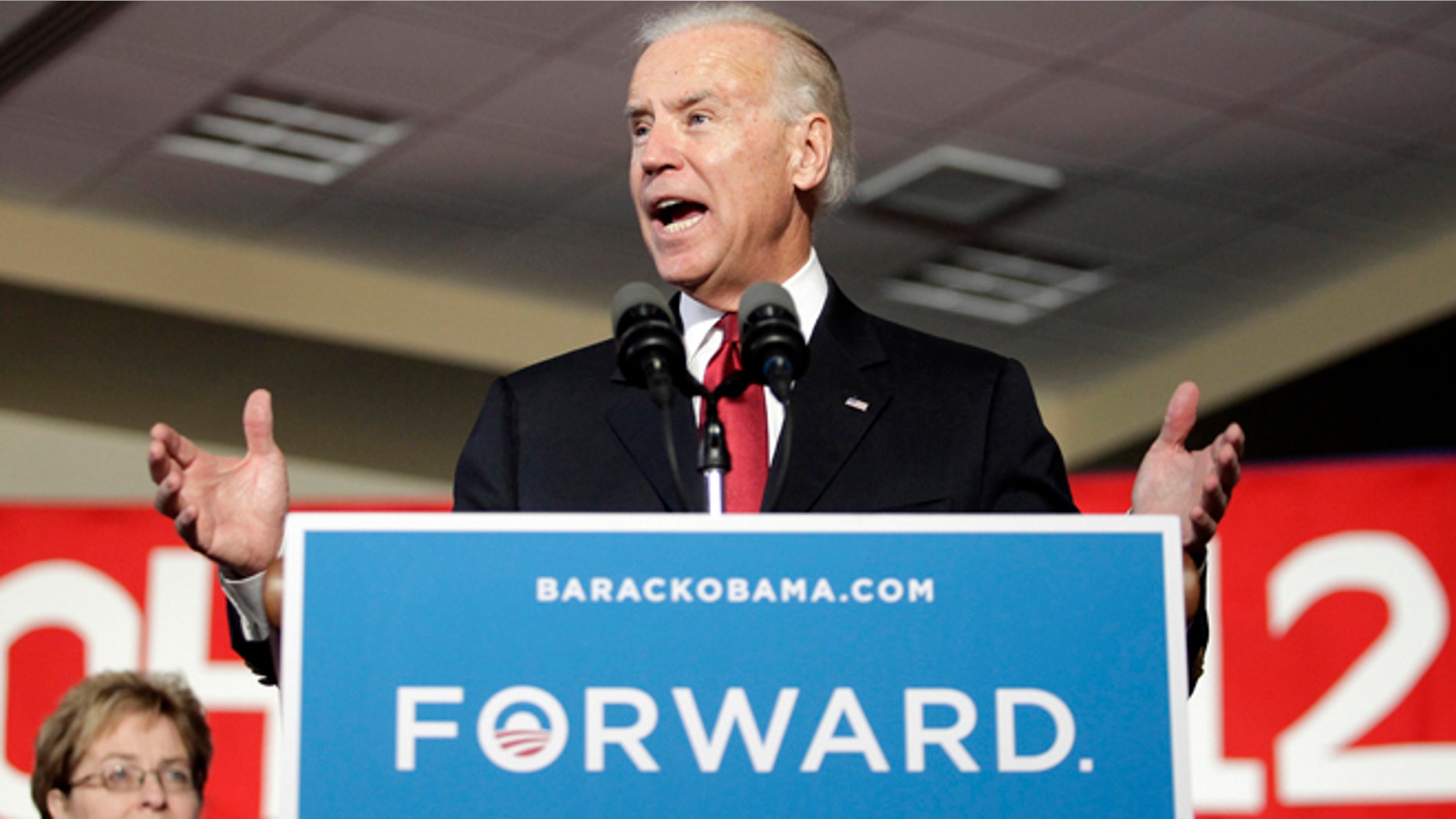 Oct. 23, 2012: Vice President Joe Biden gesture while speaking at a campaign rally in Toledo, Ohio.