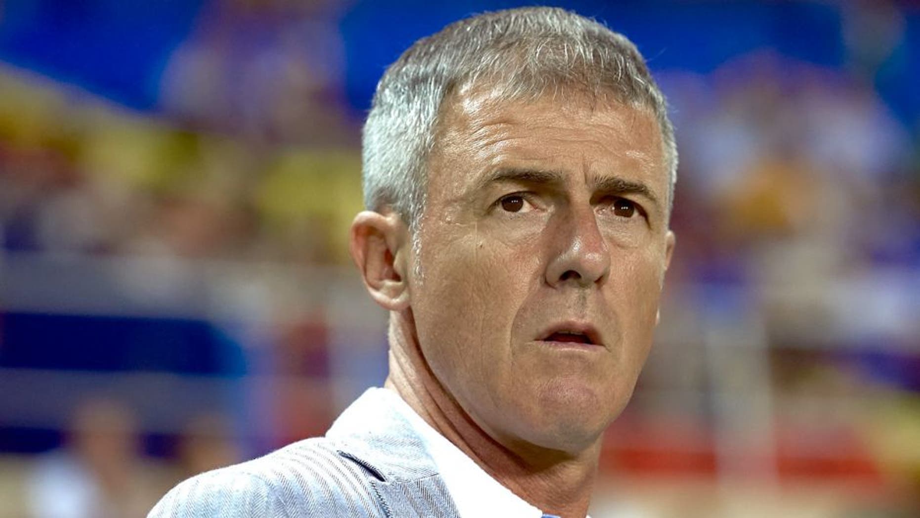 VALENCIA, SPAIN - AUGUST 06: Levante UD manager Lucas Alcaraz looks on before a Pre Season Friendly match between Levante UD and Villarreal CF at Ciutat de Valencia Stadium on August 6, 2015 in Valencia, Spain. (Photo by Manuel Queimadelos Alonso/Getty Images)