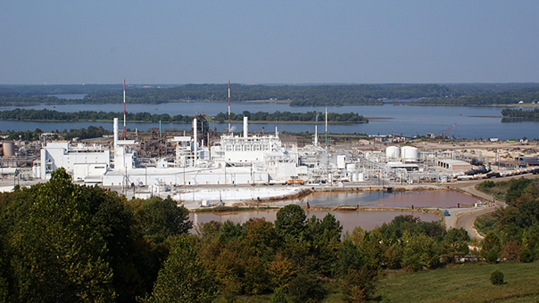 This undated handout photo provided by DuPont shows their titanium dioxide factory plant in New Johnsonville, Tenn. Some of the country's largest polluters of heat-trapping gases, including businesses that publicly support curbs on global warming, don't want the public knowing exactly how much they pollute.