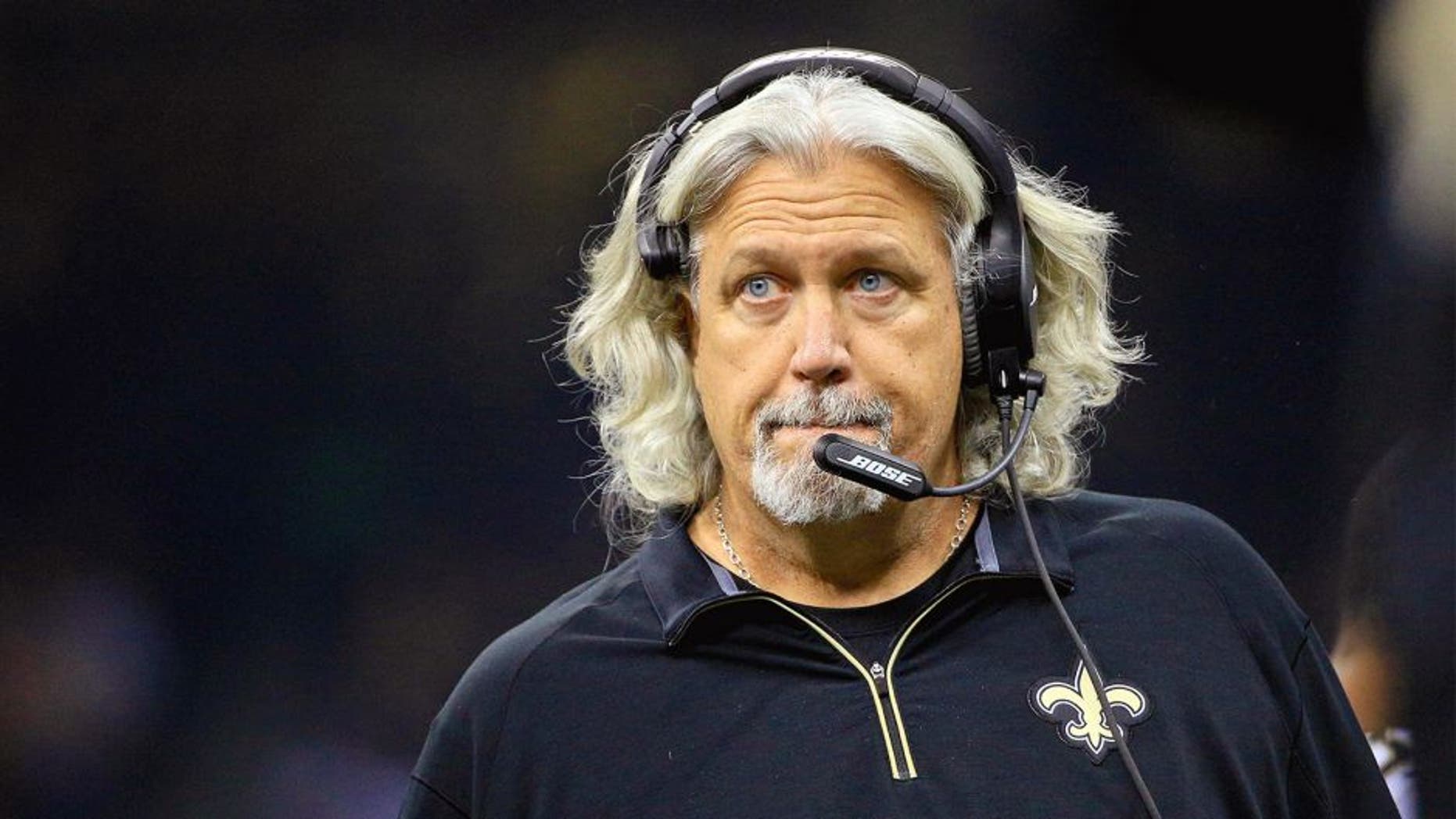 Oct 15, 2015; New Orleans, LA, USA; New Orleans Saints defensive coordinator Rob Ryan against the Atlanta Falcons during the first quarter of a game at the Mercedes-Benz Superdome. The Saints defeated the Falcons 31-21. Mandatory Credit: Derick E. Hingle-USA TODAY Sports