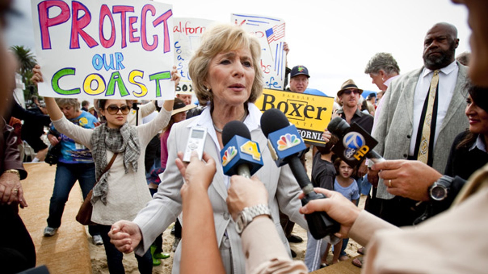 Oct. 23: Sen. Barbara Boxer speaks to the media after talking to supporters in Santa Monica, Calif.