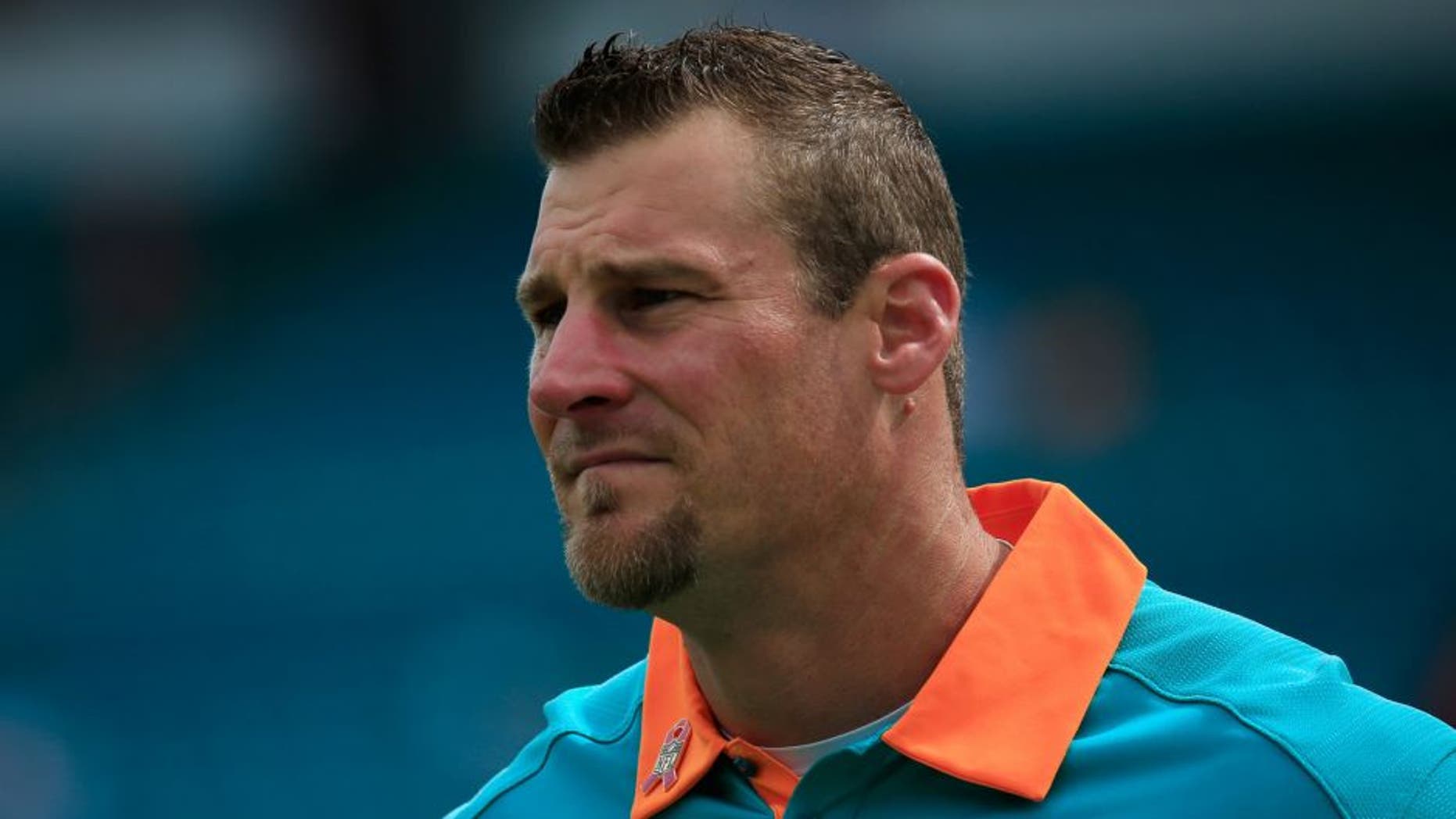 MIAMI GARDENS, FL - OCTOBER 25: Dan Campbell head coach of the Miami Dolphins looks on prior to a game against the Houston Texans at Sun Life Stadium on October 25, 2015 in Miami Gardens, Florida. (Photo by Chris Trotman/Getty Images)
