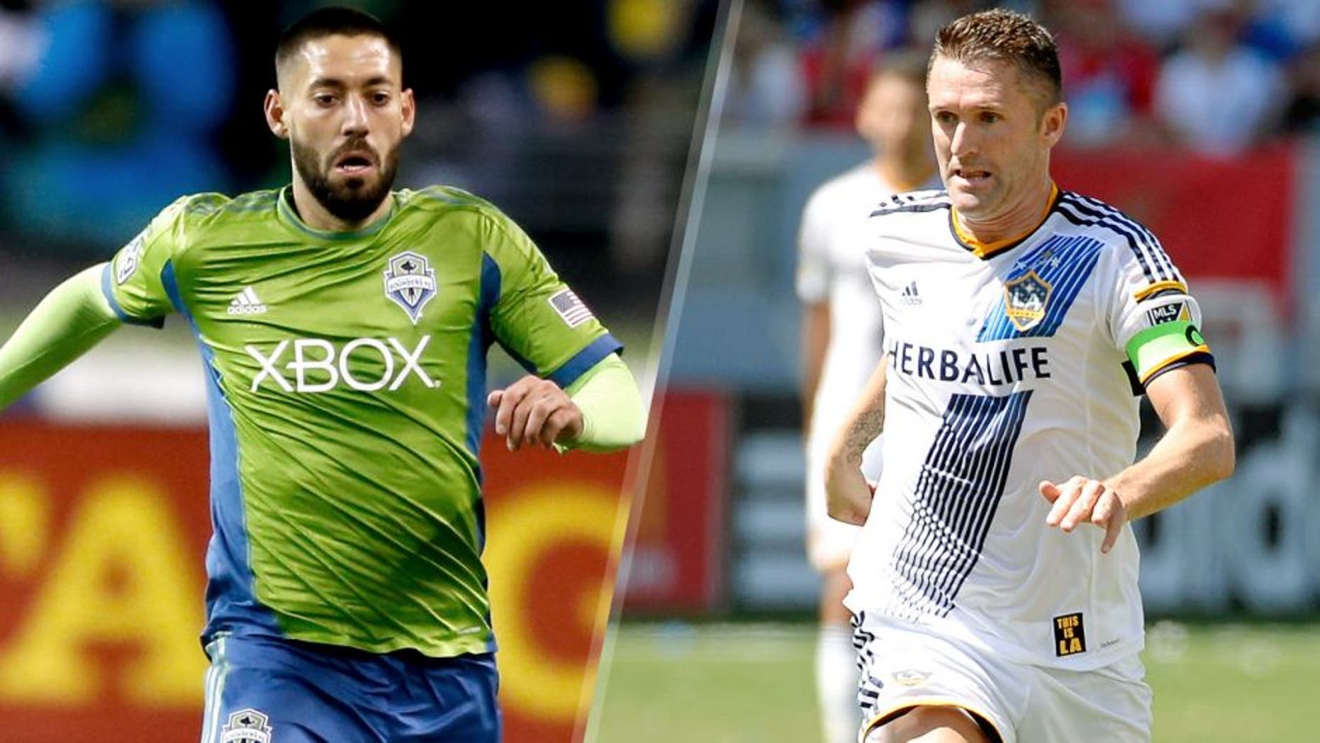 SEATTLE, WA - NOVEMBER 30: Clint Dempsey #2 of the Seattle Sounders FC dribbles against the Los Angeles Galaxy during the Western Conference Final at CenturyLink Field on November 30, 2014 in Seattle, Washington. (Photo by Otto Greule Jr/Getty Images) CARSON, CA - AUGUST 09: Robbie Keane #7 of the Los Angeles Galaxy looks to pass the ball against Seattle Sounders during the second half at StubHub Center on August 9, 2015 in Carson, California. (Photo by Kevork Djansezian/Getty Images)