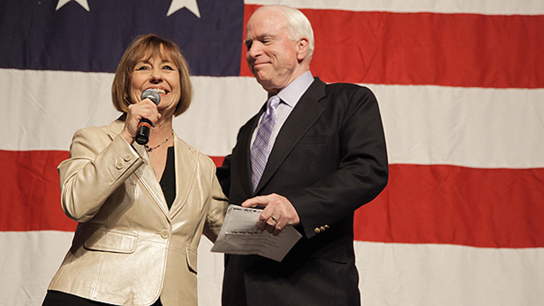 Oct. 29: Nevada Senate candidate Sharron Angle, left, introduces Arizona Sen. John McCain during a Get Out the Vote rally in Las Vegas