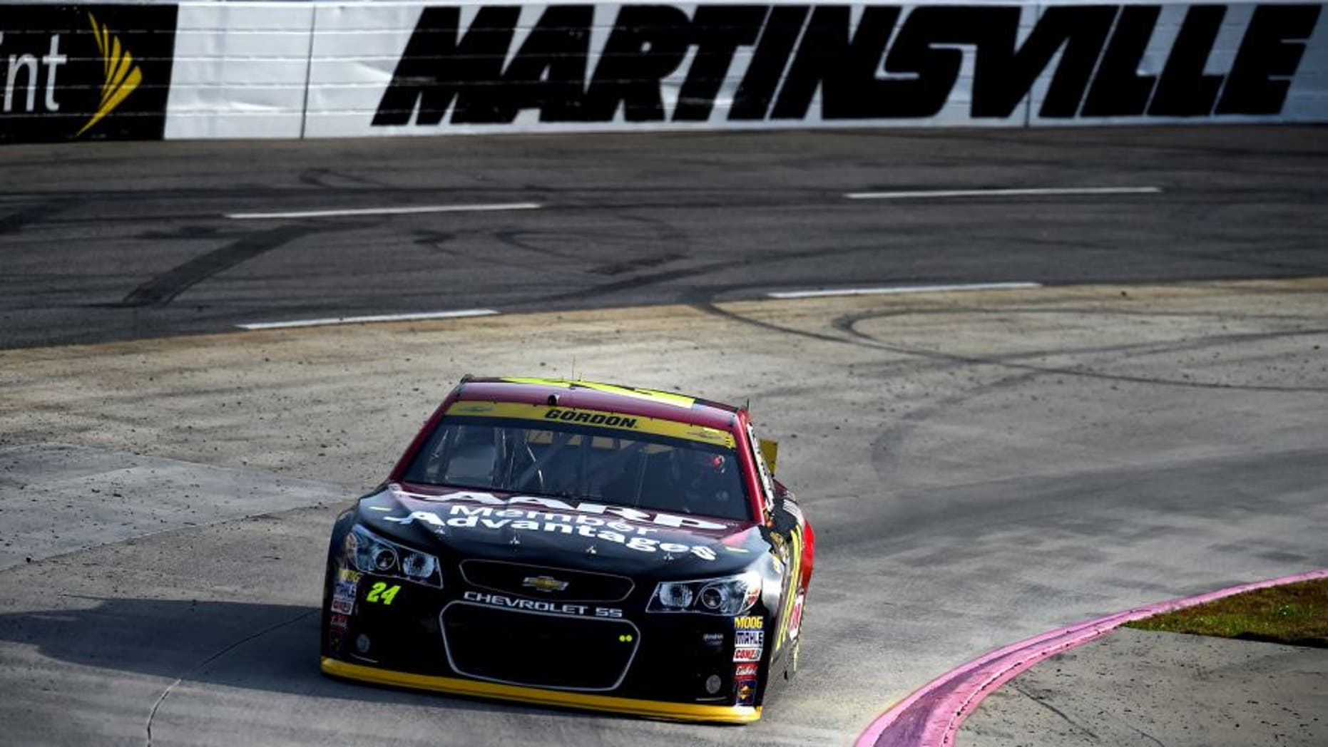MARTINSVILLE, VA - OCTOBER 31: Jeff Gordon, driver of the #24 AARP Member Advantages Chevrolet, practices for the NASCAR Sprint Cup Series Goody's Headache Relief Shot 500 at Martinsville Speedway on October 31, 2015 in Martinsville, Virginia. (Photo by Rainier Ehrhardt/Getty Images)