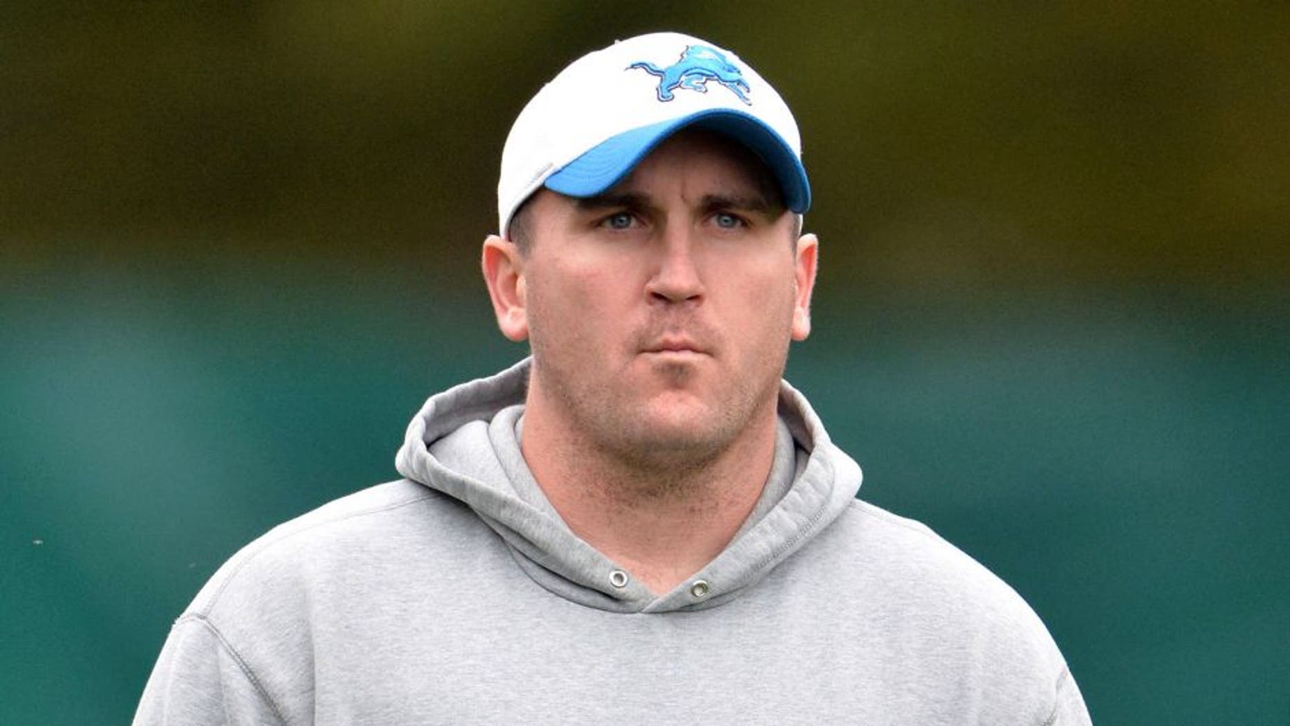 Oct 30, 2015; Chandler's Cross, United Kingdom; Detroit Lions offensive coordinator Jim Bob Cooter during practice at The Grove in preparation of the NFL International Series game against the Kansas City Chiefs. Mandatory Credit: Kirby Lee-USA TODAY Sports