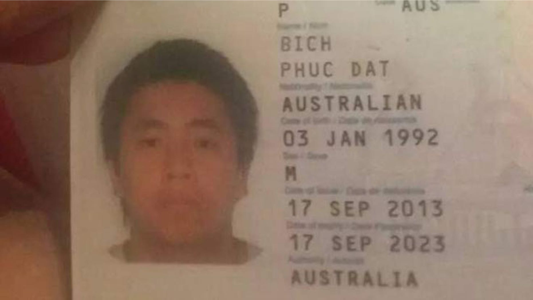 Phuc Dat Bich posted a photograph of his passport.