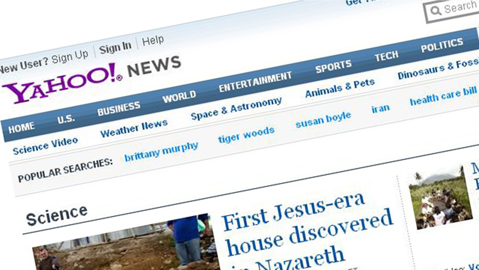 A screenshot of the website for Internet giant Yahoo.com.