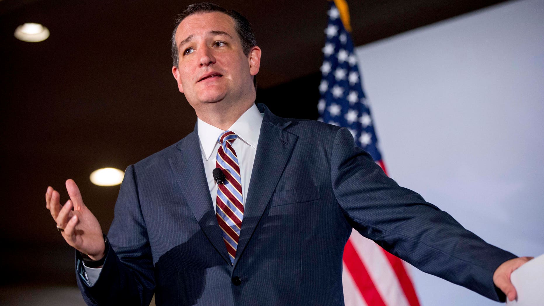 FILE - In this June 18, 2015, file photo, Republican presidential candidate, Sen. Ted Cruz, R-Texas, speaks during the Road to Majority 2015 convention in Washington. Though it's not even out yet, tea party firebrand Ted Cruz's new book is already irking at least one member of the Republican establishment: Karl Rove.(AP Photo/Andrew Harnik, File)