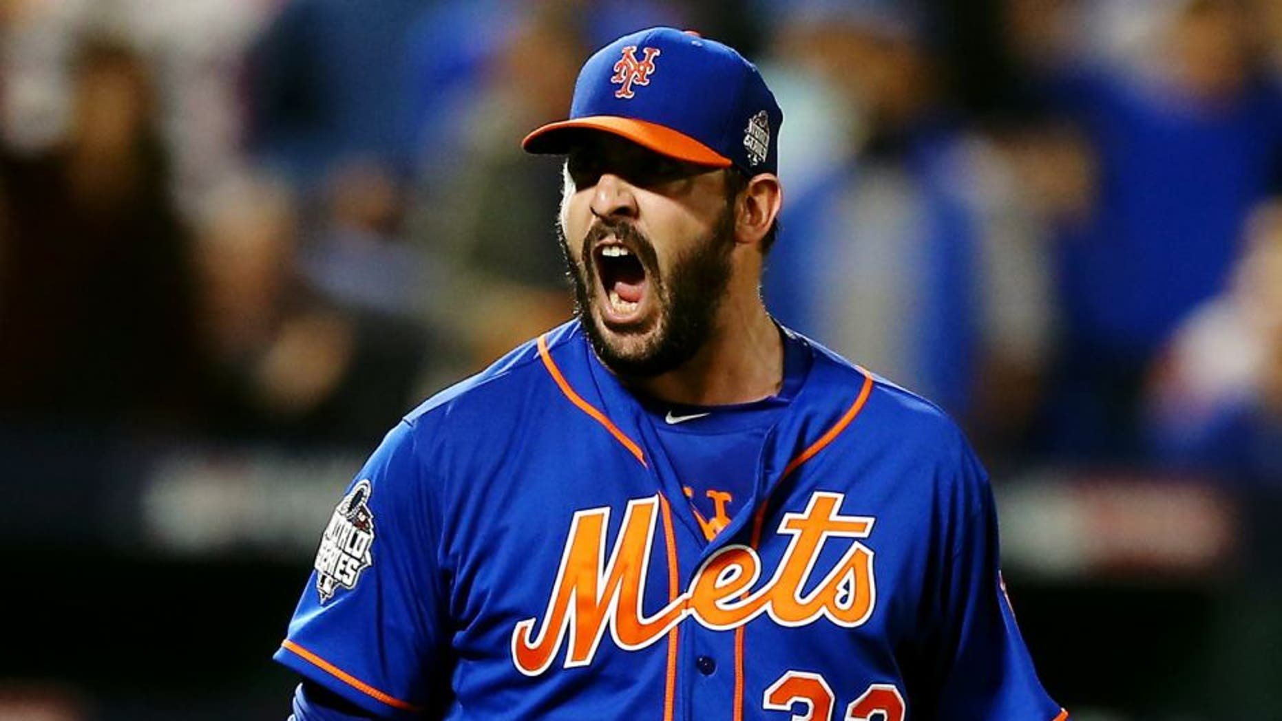 NEW YORK, NY - NOVEMBER 01: Matt Harvey #33 of the New York Mets reacts to striking out the side in the fourth inning against the Kansas City Royals during Game Five of the 2015 World Series at Citi Field on November 1, 2015 in the Flushing neighborhood of the Queens borough of New York City. (Photo by Elsa/Getty Images)