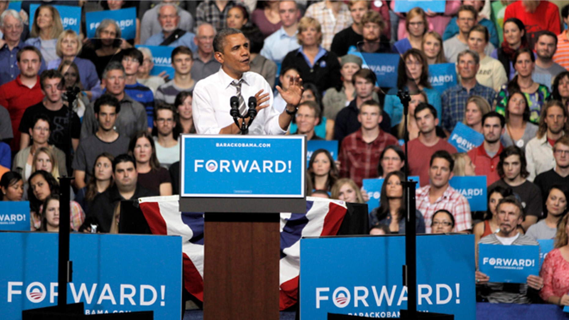 Nov. 1, 2012: President Barack Obama speaks during a campaign rally at the University of Colorado.