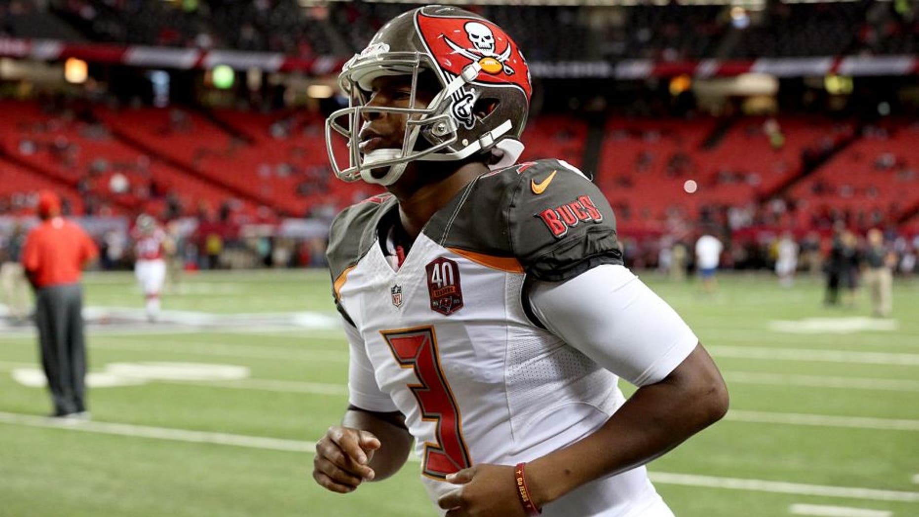 Nov 1, 2015; Atlanta, GA, USA; Tampa Bay Buccaneers quarterback Jameis Winston (3) is shown before their game against the Atlanta Falcons at Georgia Dome. Mandatory Credit: Jason Getz-USA TODAY Sports