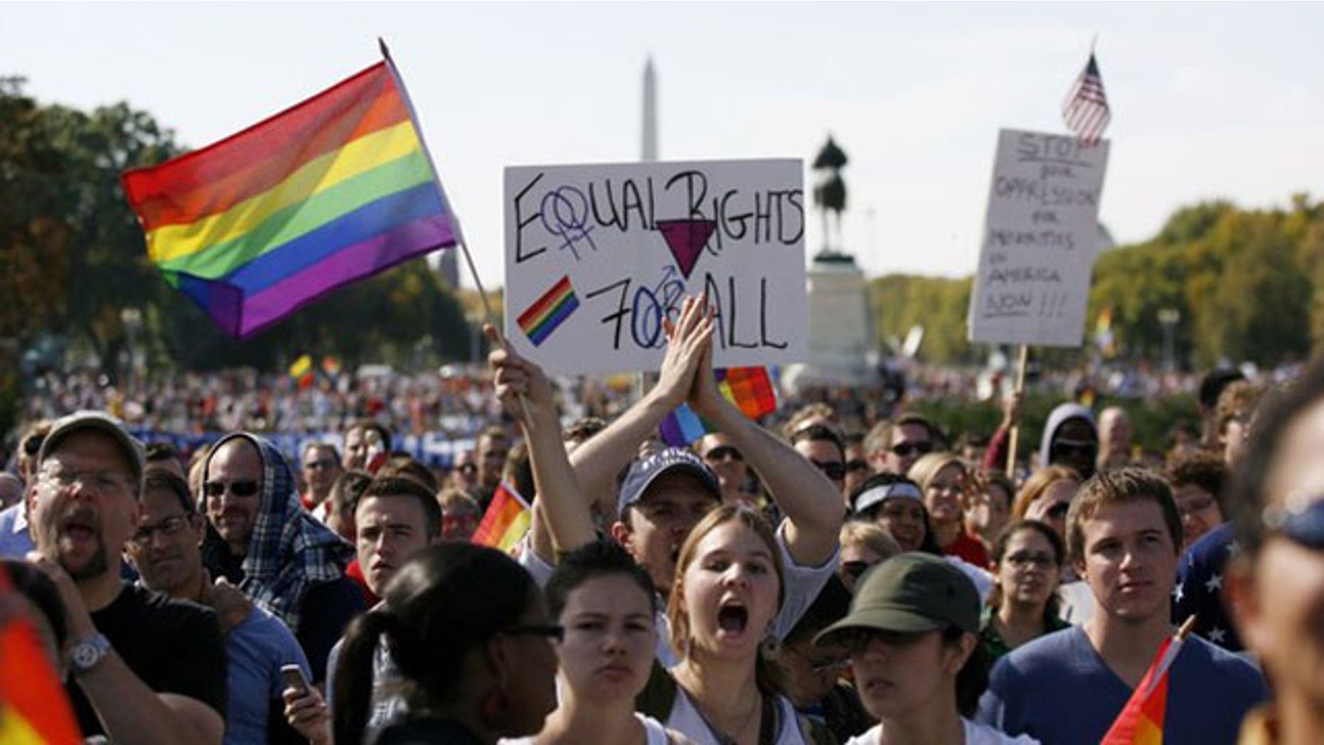 Oct. 11: Thousands of people gather during a gay rights demonstration in Washington (Reuters).