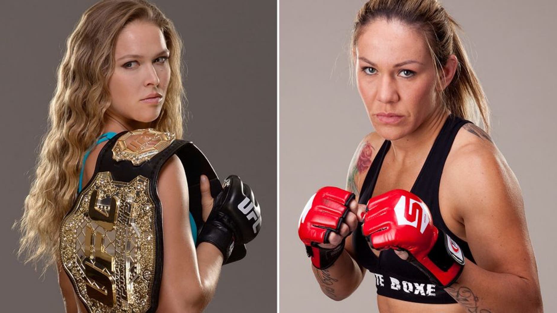 LAS VEGAS, NV - DECEMBER 26: UFC Women's Bantamweight Champion Ronda Rousey poses for a portrait during a UFC photo session on December 26, 2013 in Las Vegas, Nevada. (Photo by Jeff Bottari/Zuffa LLC/Zuffa LLC via Getty Images) *** Local Caption *** Ronda Rousey LAS VEGAS, NV - MAY 08: Cristiane 'Cyborg' Santos poses for a portrait on May 8, 2011 in Las Vegas, Nevada. (Photo by Josh Hedges/Forza LLC via Getty Images)