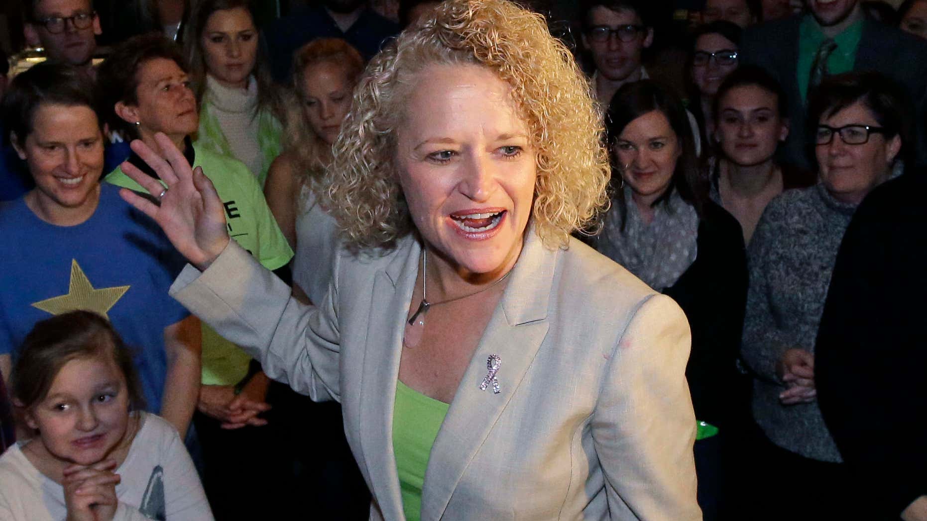 Nov. 3, 2015: Former state lawmaker Jackie Biskupski speaks to supporters at her election night party for Salt Lake City Mayor in Salt Lake City.