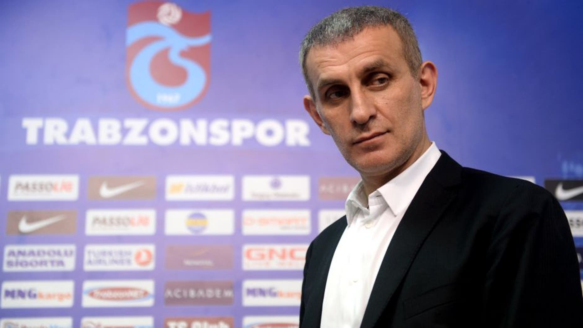 TRABZON, TURKEY - JULY 15: Head of Trabzonspor Ibrahim Haciosmanoglu (on the photo) joins signing ceremony in Trabzon, Turkey on 15 July, 2014. (Photo by Hakan Burak Altunoz/Anadolu Agency/Getty Images)