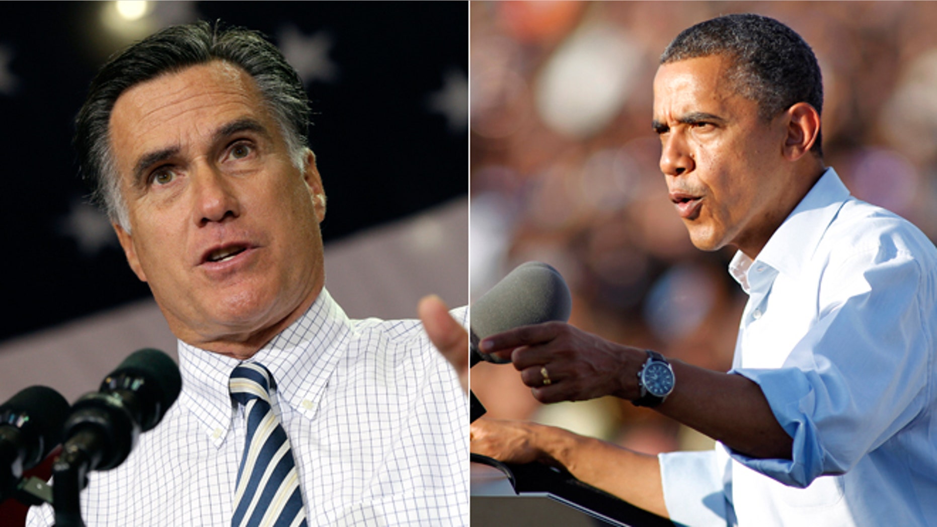 Sunday, Nov. 4, 2012: Mitt Romney campaigns in Cleveland while President Obama attends a rally in Hollywood, Fla.