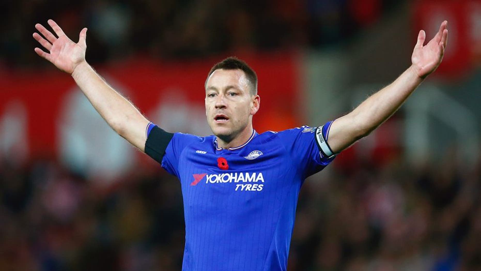 STOKE ON TRENT, ENGLAND - NOVEMBER 07: John Terry of Chelsea gestures during the Barclays Premier League match between Stoke City and Chelsea at Britannia Stadium on November 7, 2015 in Stoke on Trent, England. (Photo by Laurence Griffiths/Getty Images)