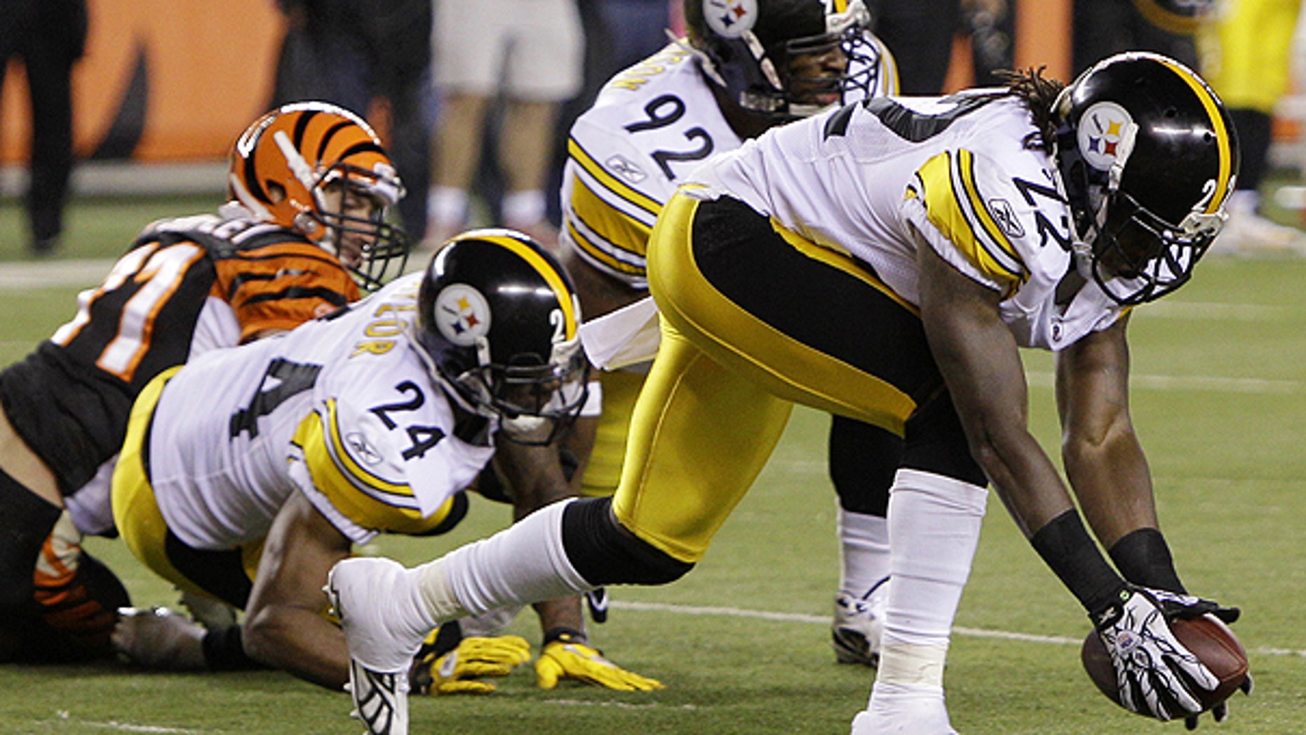 Nov. 8: Pittsburgh Steelers cornerback William Gay (22) picks up the ball after it was knocked loose from Cincinnati Bengals wide receiver Jordan Shipley (11) for an incomplete pass on the Bengals' last play in their 27-21 loss.