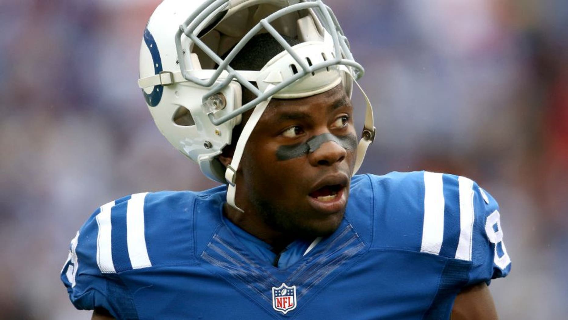 ORCHARD PARK, NY - SEPTEMBER 13: Dwayne Allen #83 of the Indianapolis Colts during NFL game action against the Buffalo Bills at Ralph Wilson Stadium on September 13, 2015 in Orchard Park, New York. (Photo by Tom Szczerbowski/Getty Images)