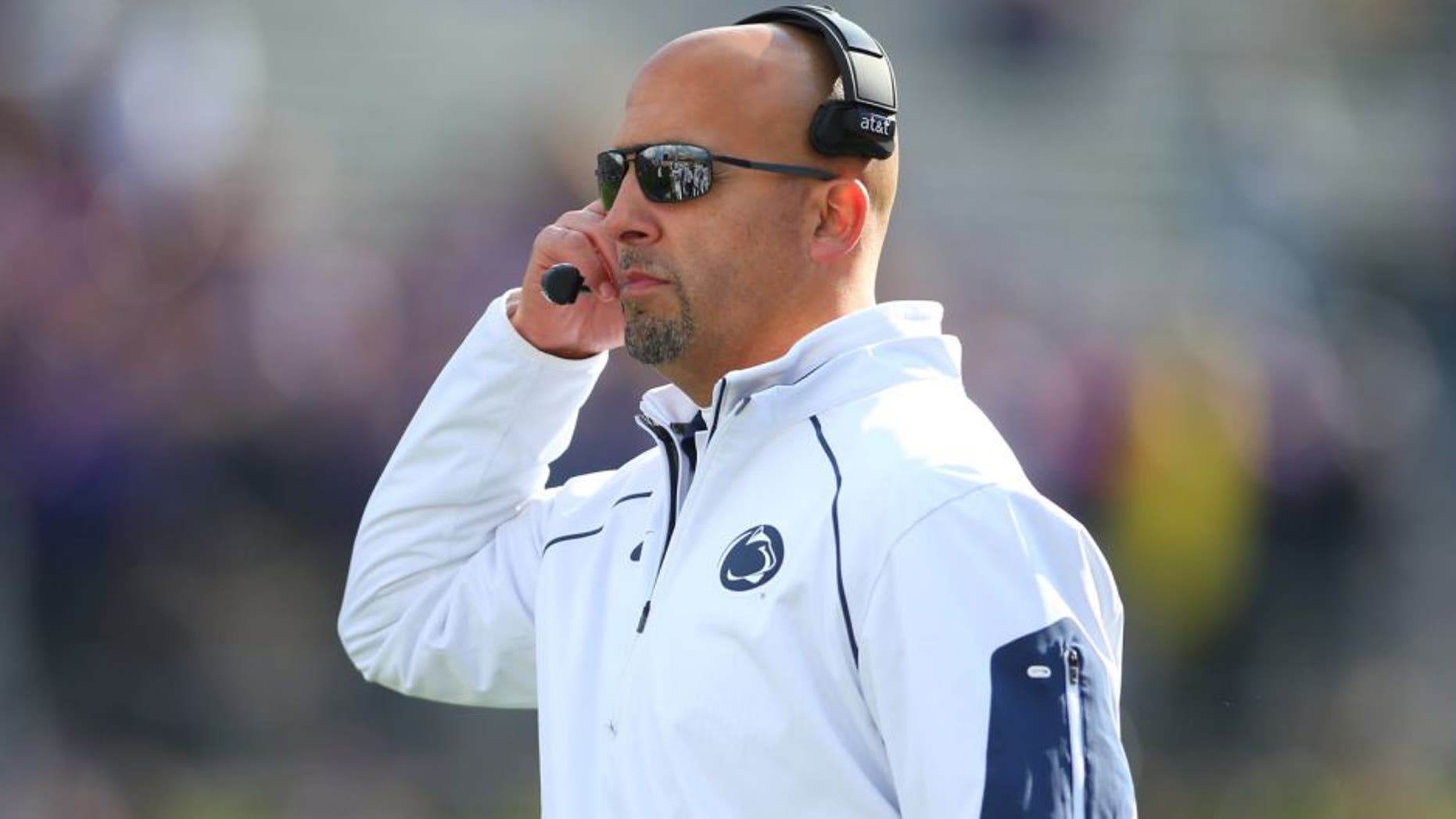 Nov 7, 2015; Evanston, IL, USA; Penn State Nittany Lions head coach James Franklin during the game against the Northwestern Wildcats at Ryan Field. Mandatory Credit: Caylor Arnold-USA TODAY Sports