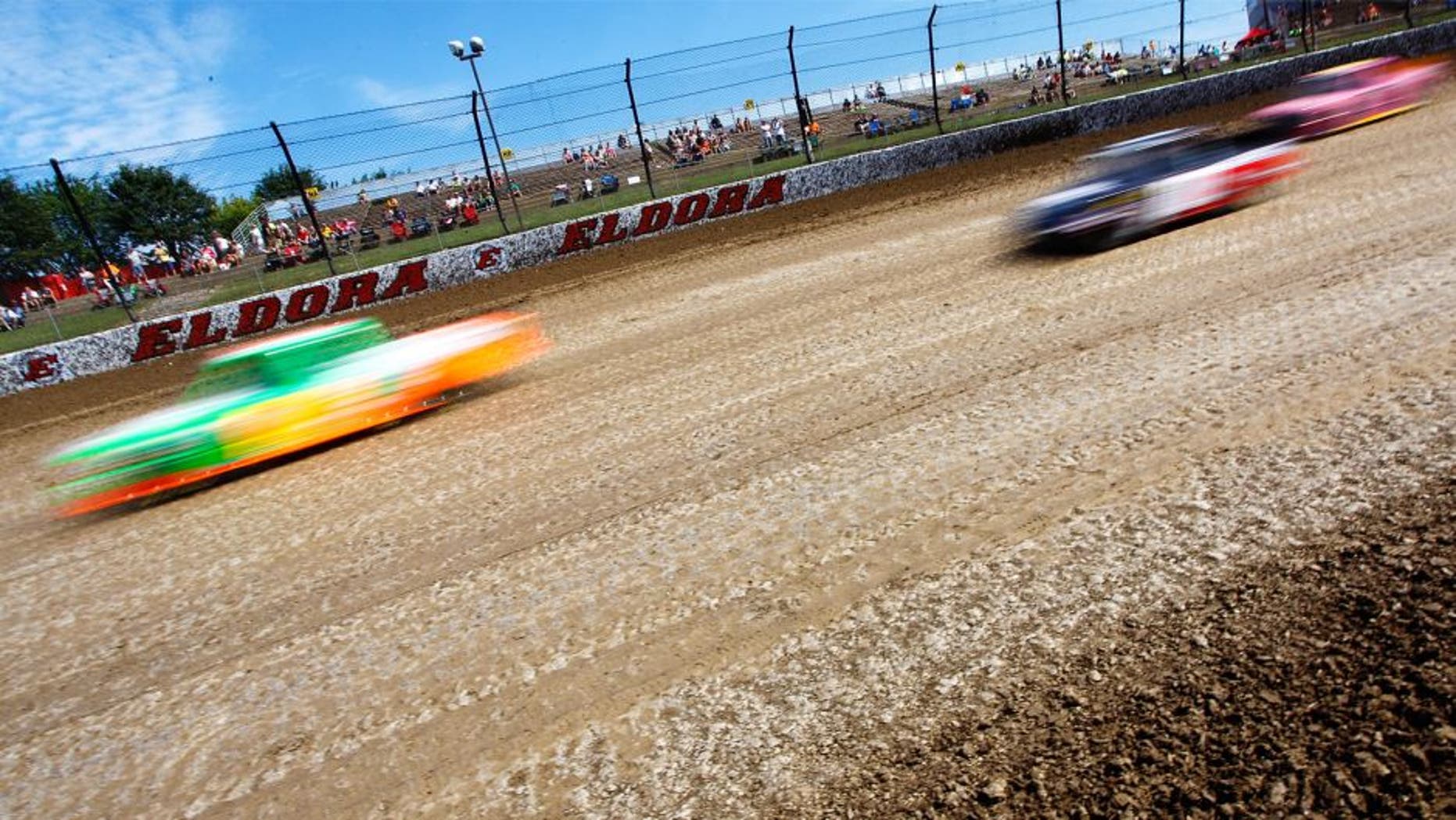 ROSSBURG, OH - JULY 22: General View of trucks during practice for NASCAR Camping World Truck Series 3rd Annual 1-800-Car-Cash Mud Summer Classic, at Eldora Speedway on July 22, 2015 in Rossburg, Ohio. (Photo by Brian Lawdermilk/NASCAR via Getty Images)