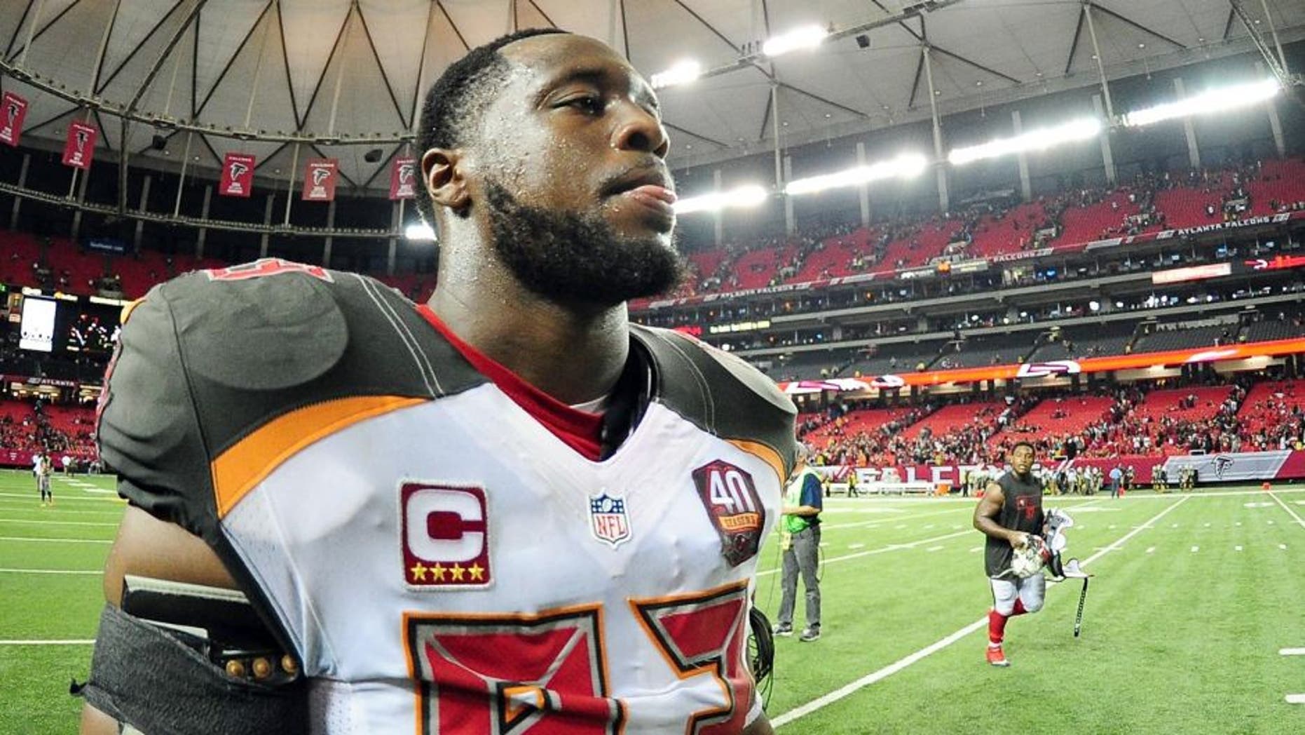 ATLANTA, GA - NOVEMBER 01: Gerald McCoy #93 of the Tampa Bay Buccaneers walks off the field after beating the Atlanta Falcons in overtime at the Georgia Dome on November 1, 2015 in Atlanta, Georgia. (Photo by Scott Cunningham/Getty Images)