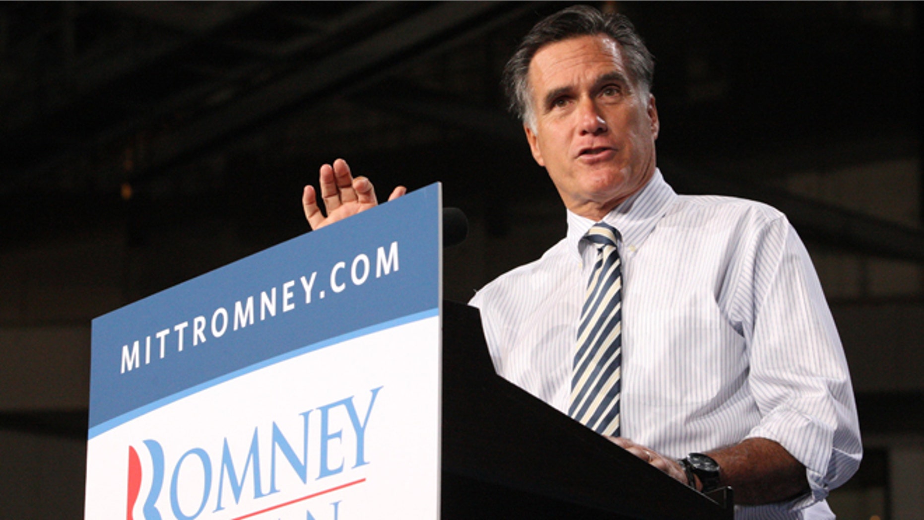 Oct. 31, 2012: Republican presidential candidate Mitt Romney speaks at a campaign event at the University of Miami in Coral Gables, Fla.
