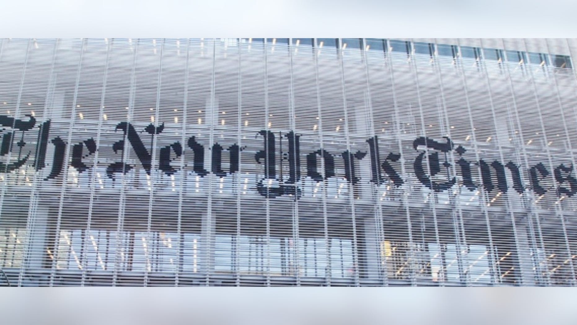 The facade of the New York Times building is seen in New York. (REUTERS)