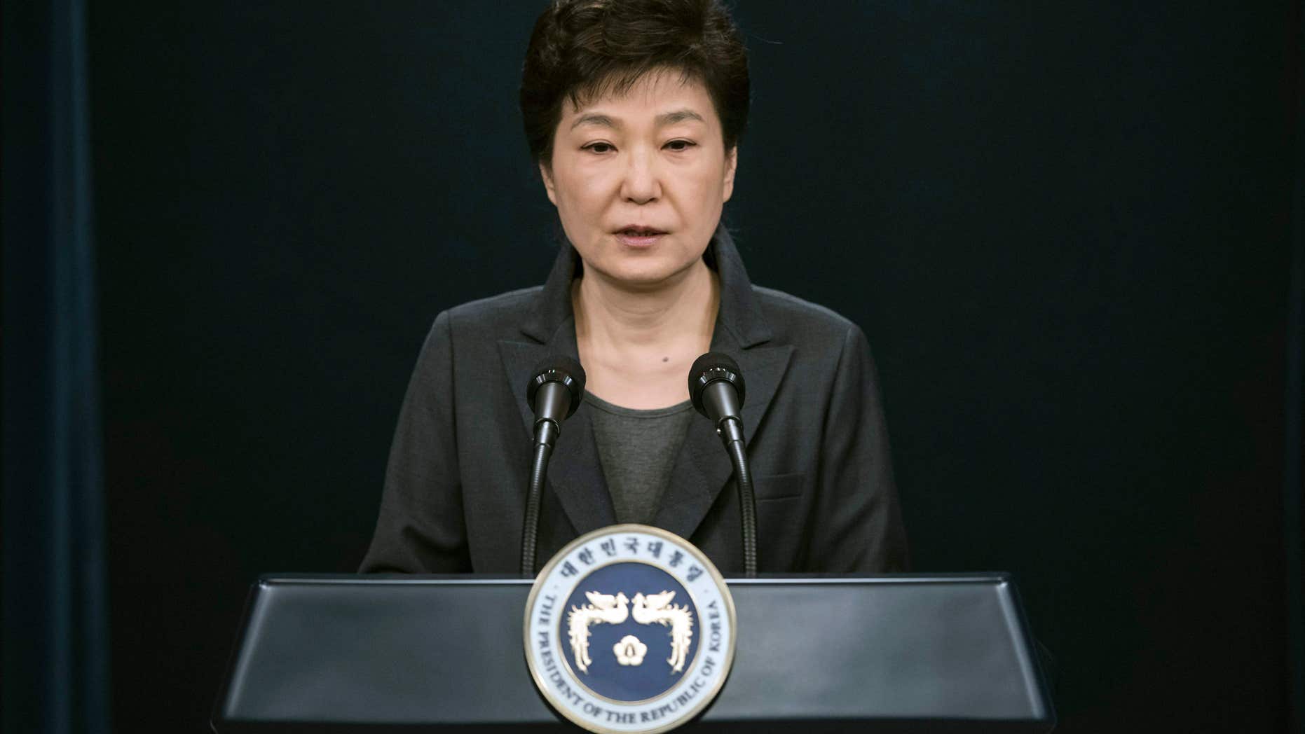 Nov. 4, 2016: South Korean President Park Geun-hye speaks during an address to the nation, at the presidential Blue House in Seoul.