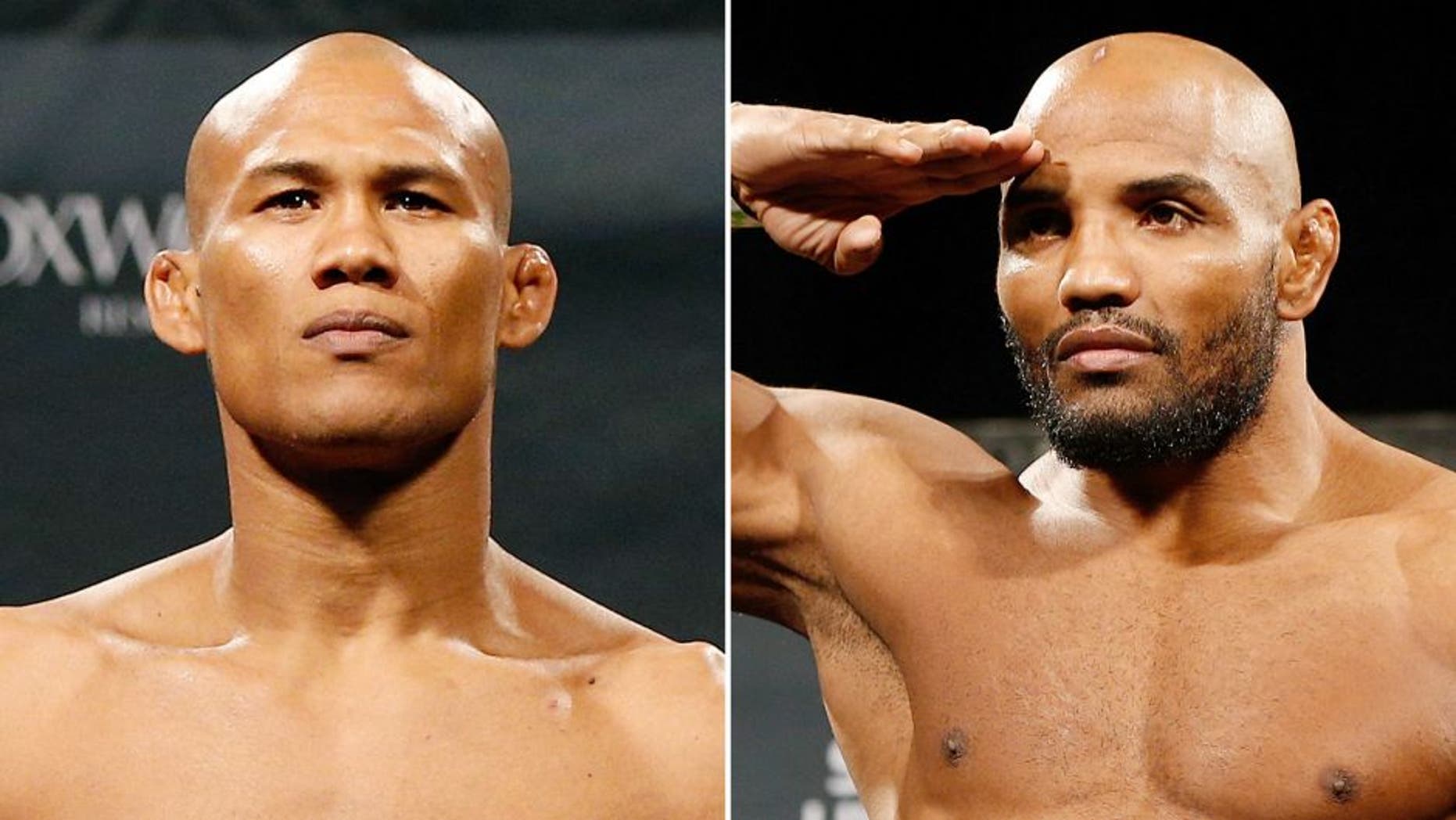 MASHANTUCKET, CT - SEPTEMBER 04: Ronaldo 'Jacare' Souza of Brazil weighs in during the UFC Fight Night weigh-in at Foxwoods Resort Casino on September 4, 2014 in Mashantucket, Connecticut. (Photo by Josh Hedges/Zuffa LLC/Zuffa LLC via Getty Images) LAS VEGAS, NV - SEPTEMBER 26: Yoel Romero of Cuba weighs in during the UFC 178 weigh-in at the MGM Grand Conference Center on September 26, 2014 in Las Vegas, Nevada. (Photo by Josh Hedges/Zuffa LLC/Zuffa LLC via Getty Images)