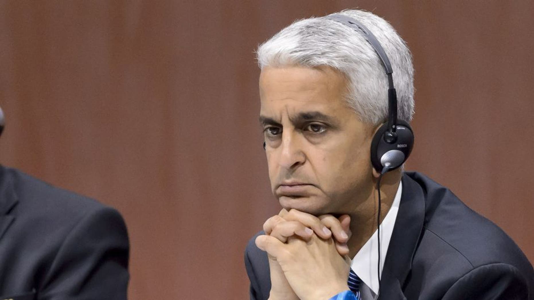 Russian Sport Minister Vitaliy Mutko (L) and US Soccer President Sunil Gulati, both FIFA Executive members, attend the 65th FIFA Congress in Zurich on May 29, 2015 in Zurich. Gulati said he is joining the bid to oust embattled FIFA president Sepp Blatter, in a move that could risk America's chances of hosting another World Cup. AFP PHOTO / FABRICE COFFRINI (Photo credit should read FABRICE COFFRINI/AFP/Getty Images)