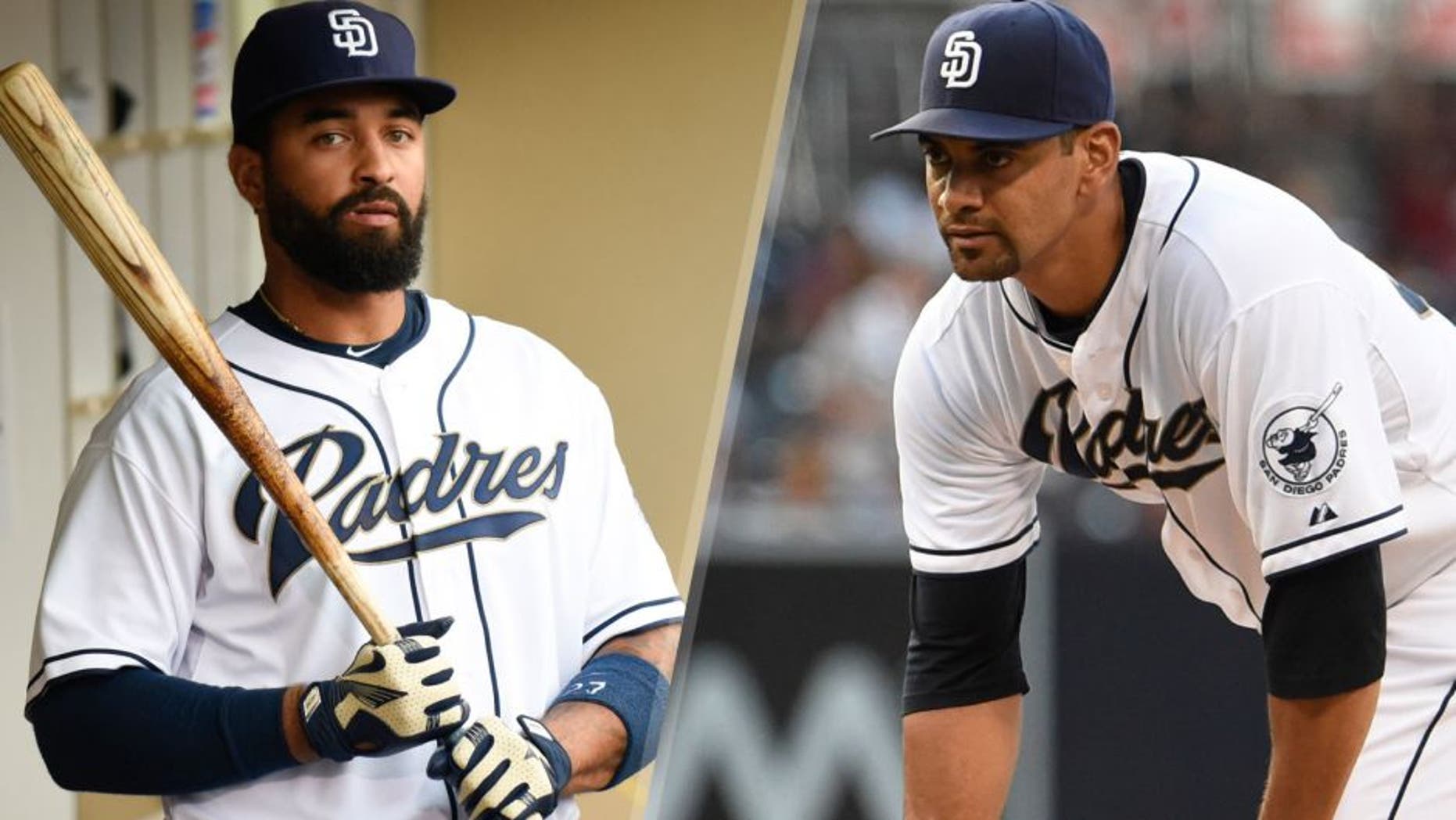SAN DIEGO, CA - AUGUST 17: Matt Kemp #27 of the San Diego Padres stands in the dugout before a baseball game against the Atlanta Braves at Petco Park August 17, 2015 in San Diego, California. Behind him a fan holds up a sign congratulating him on hitting for the cycle last week. (Photo by Denis Poroy/Getty Images) SAN DIEGO, CA - JUNE 26: Tyson Ross #38 of the San Diego Padres pitches during the first inning of a baseball game against the Arizona Diamondbacks at Petco Park June 26, 2015 in San Diego, California. (Photo by Denis Poroy/Getty Images)