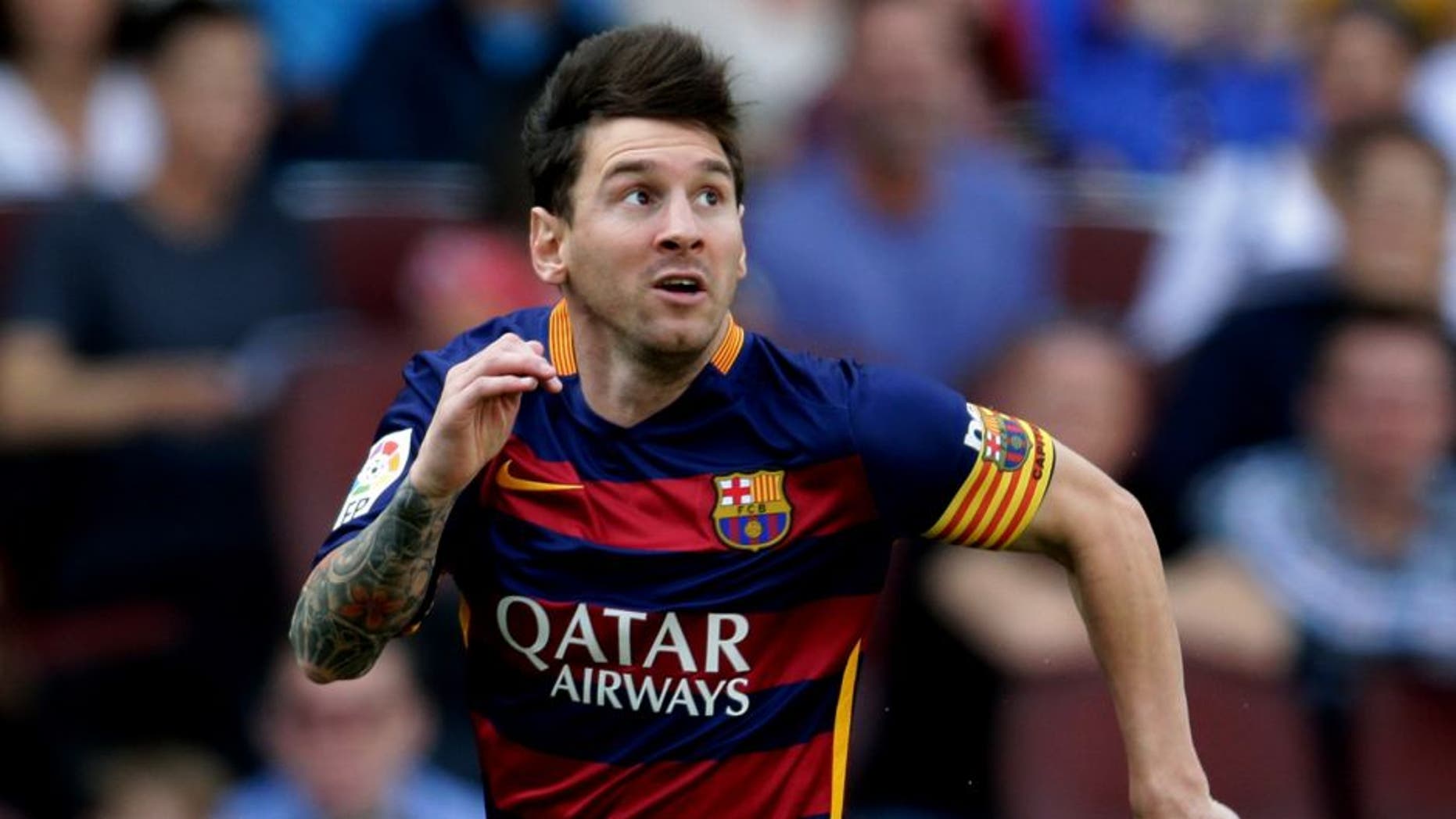 Lionel Messi of FC Barcelona during the Primera Division match between FC Barcelona and Las Palmas on September 26, 2015 at Camp Nou stadium in Barcelona, Spain.(Photo by VI Images via Getty Images)