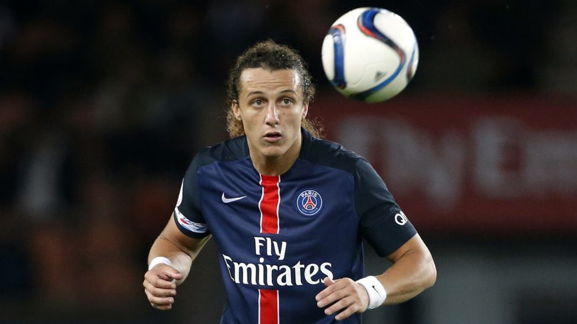 PARIS, FRANCE - SEPTEMBER 22: David Luiz of PSG in action during the French Ligue 1 match between Paris Saint-Germain FC (PSG) and EA Guingamp at Parc des Princes stadium on September 22, 2015 in Paris, France. (Photo by Jean Catuffe/Getty Images)